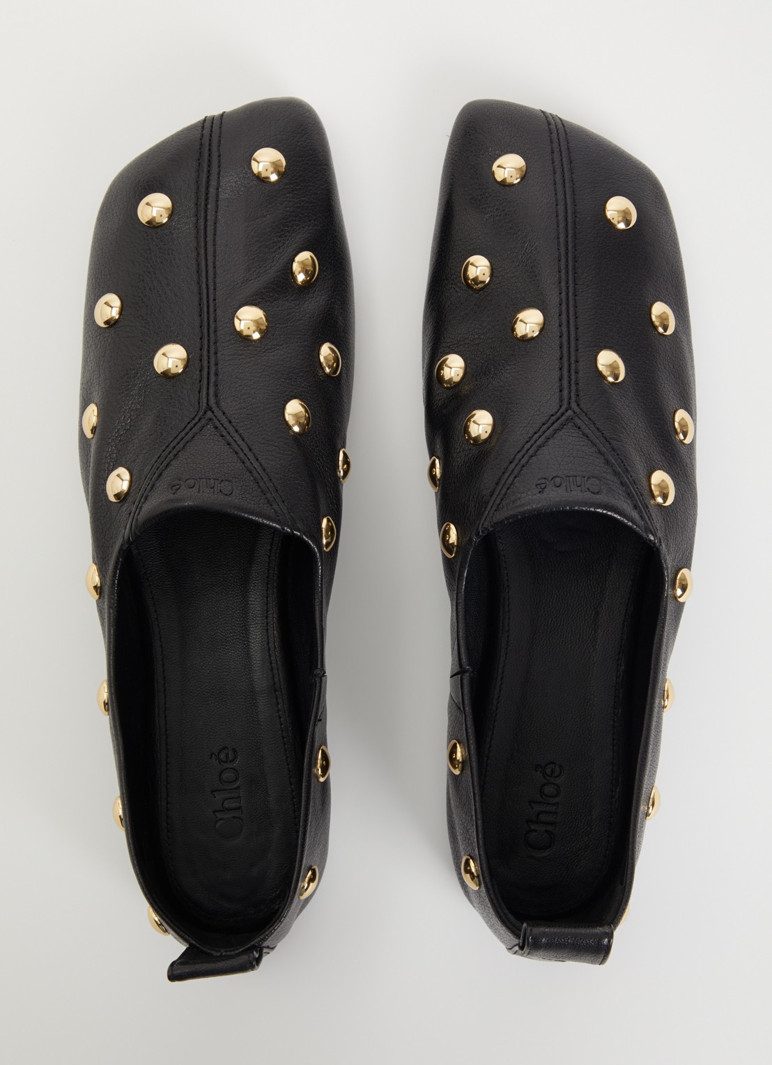 Chloé Rita slip-on van leer met studs  - detail 5 zwart