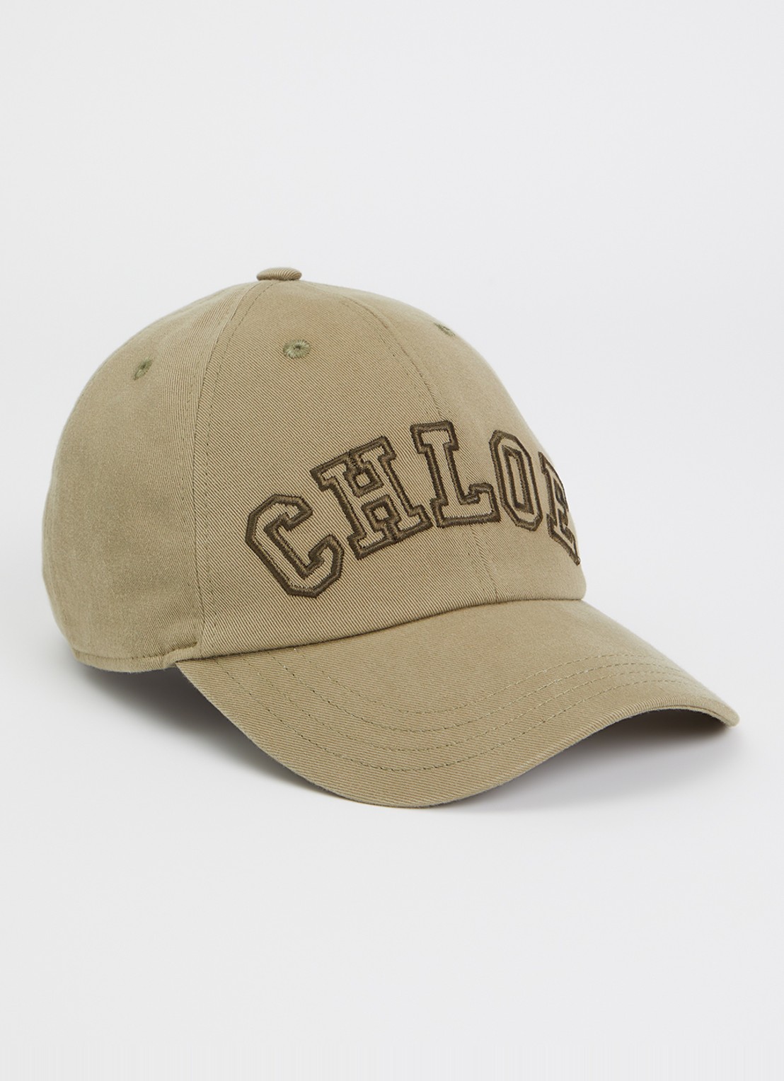 Chloé Signature pet met logoborduring - voorkant khaki