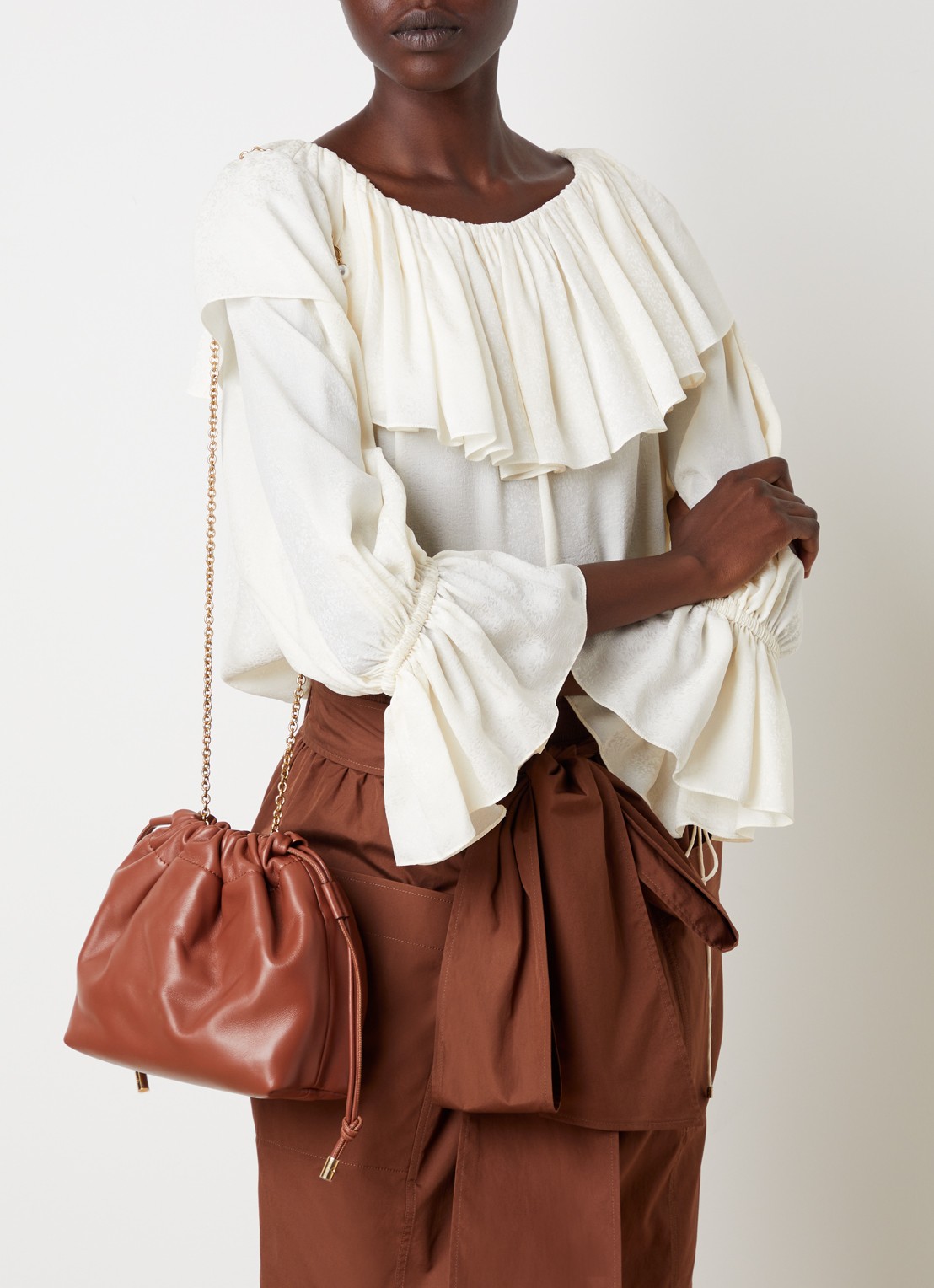 Chloé Small Chloé Icons schoudertas van lamsleer met verstelbare schouderriem - voorkant 6 roestbruin