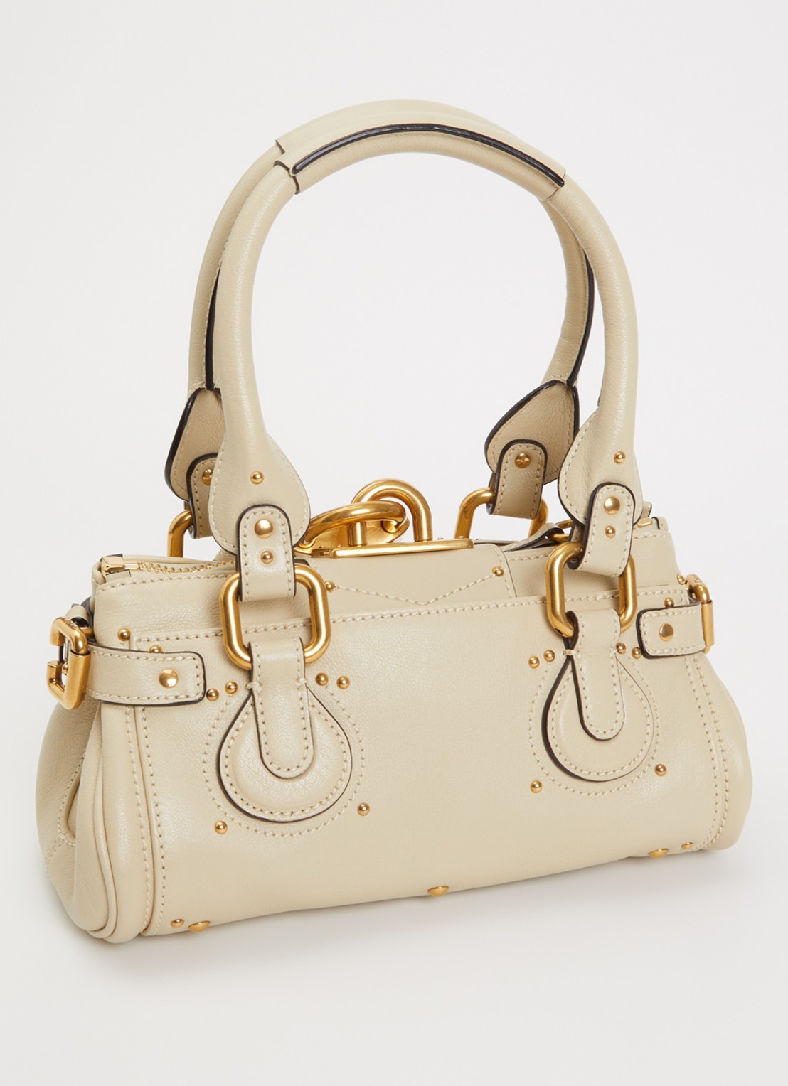 Chloé Small Paddington handtas van leer met studs - achterkant 6 khaki