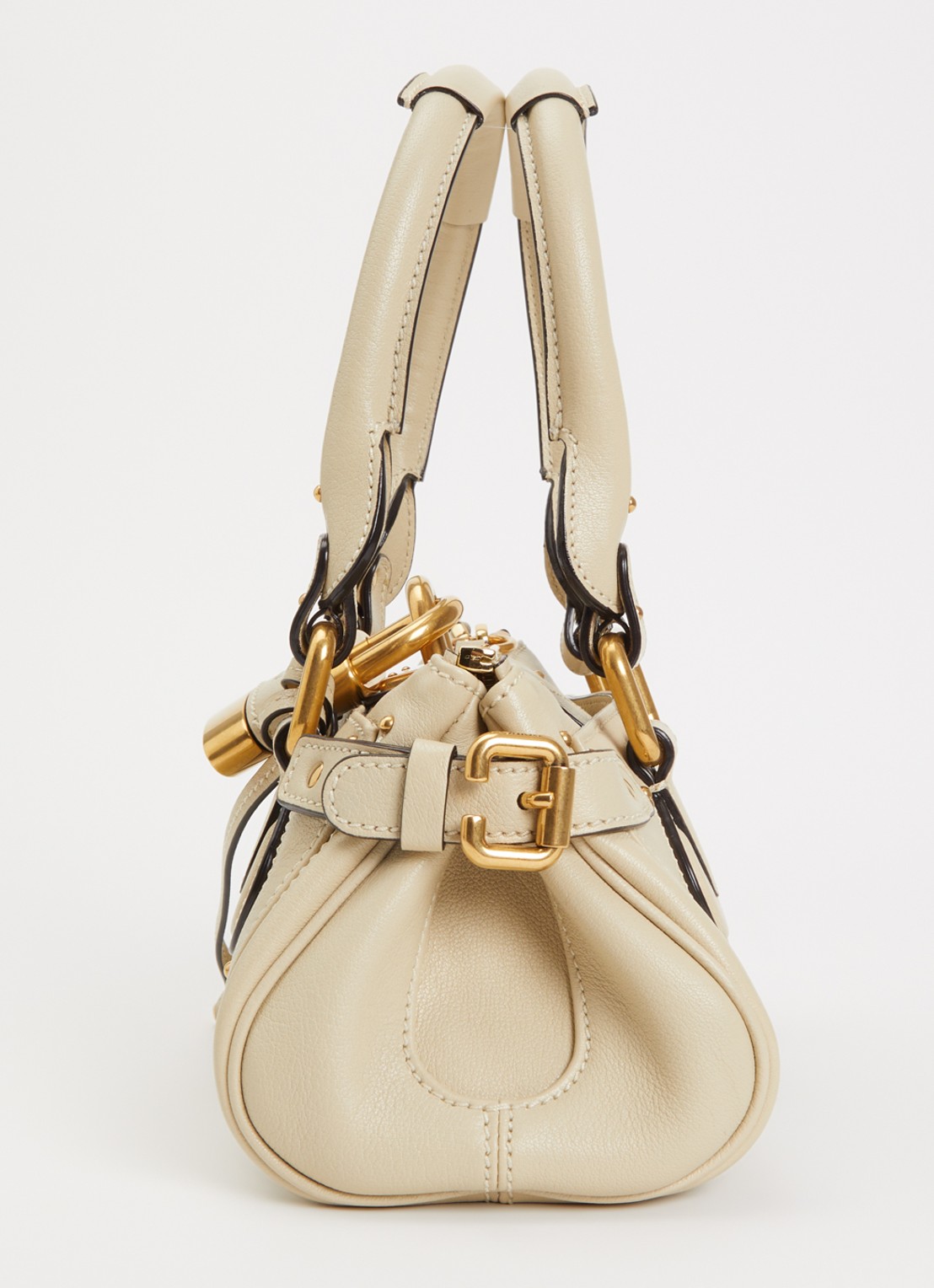 Chloé Small Paddington handtas van leer met studs - detail 2 khaki