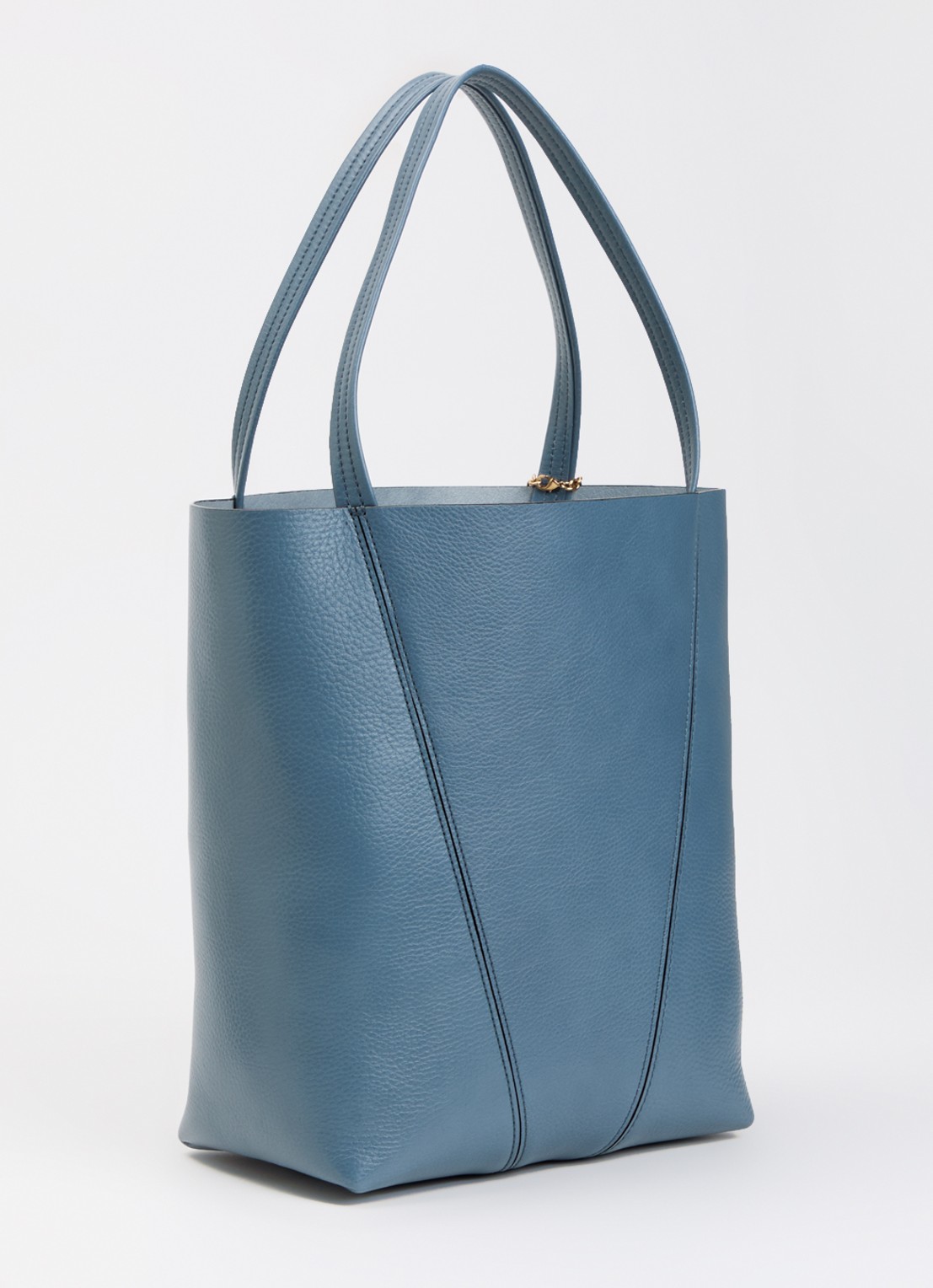 Chloé Spin Medium shopper van leer met tasbedel - achterkant staalblauw
