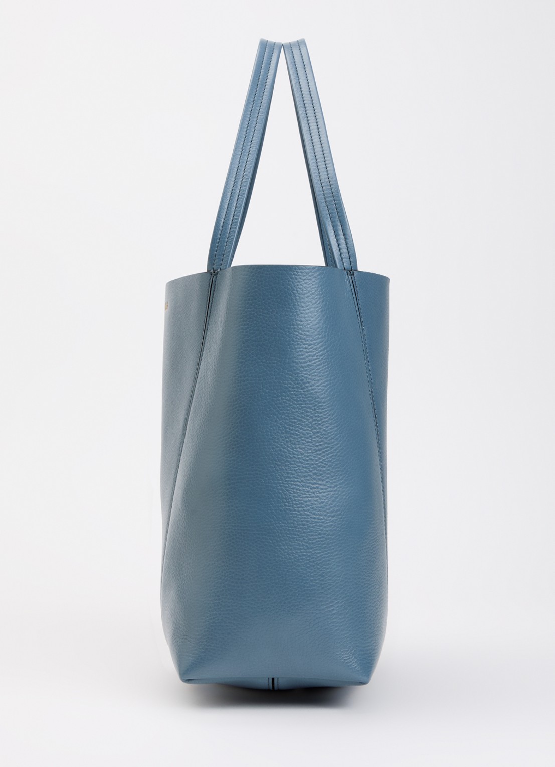 Chloé Spin Medium shopper van leer met tasbedel - detail 3 staalblauw