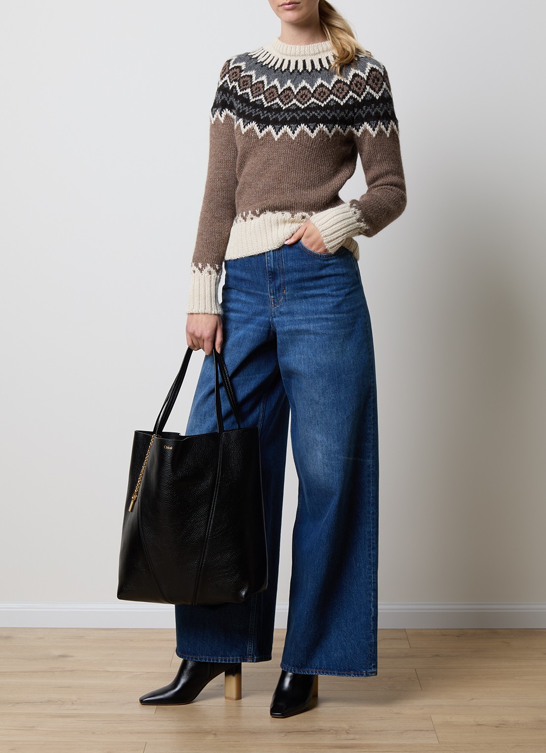 Chloé Spin shopper van kalfsleer - voorkant 3 zwart