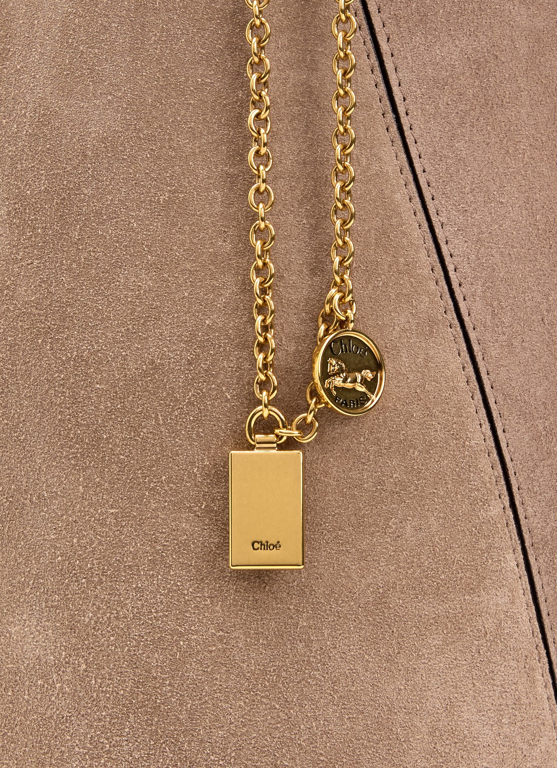 Chloé Spin shopper van kalfsleer - detail 3 lichtgrijs