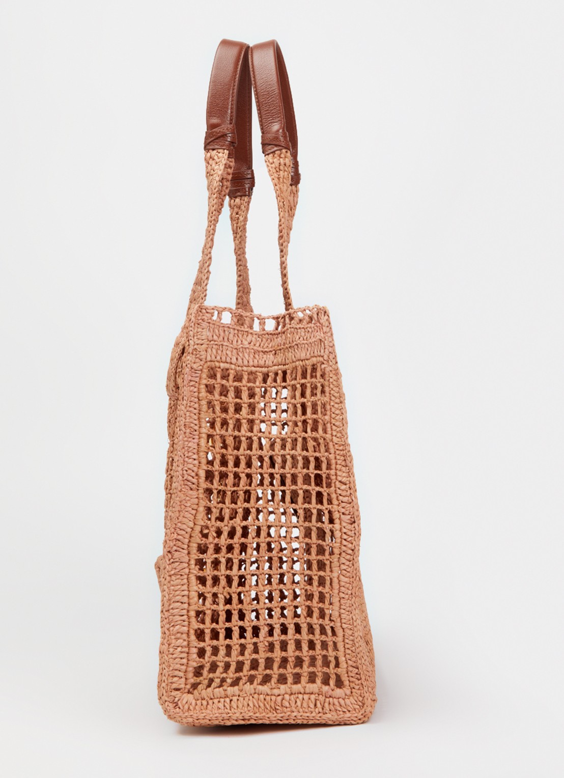 Chloé Summer Banana shopper van raffia met leren details - detail 4 camel