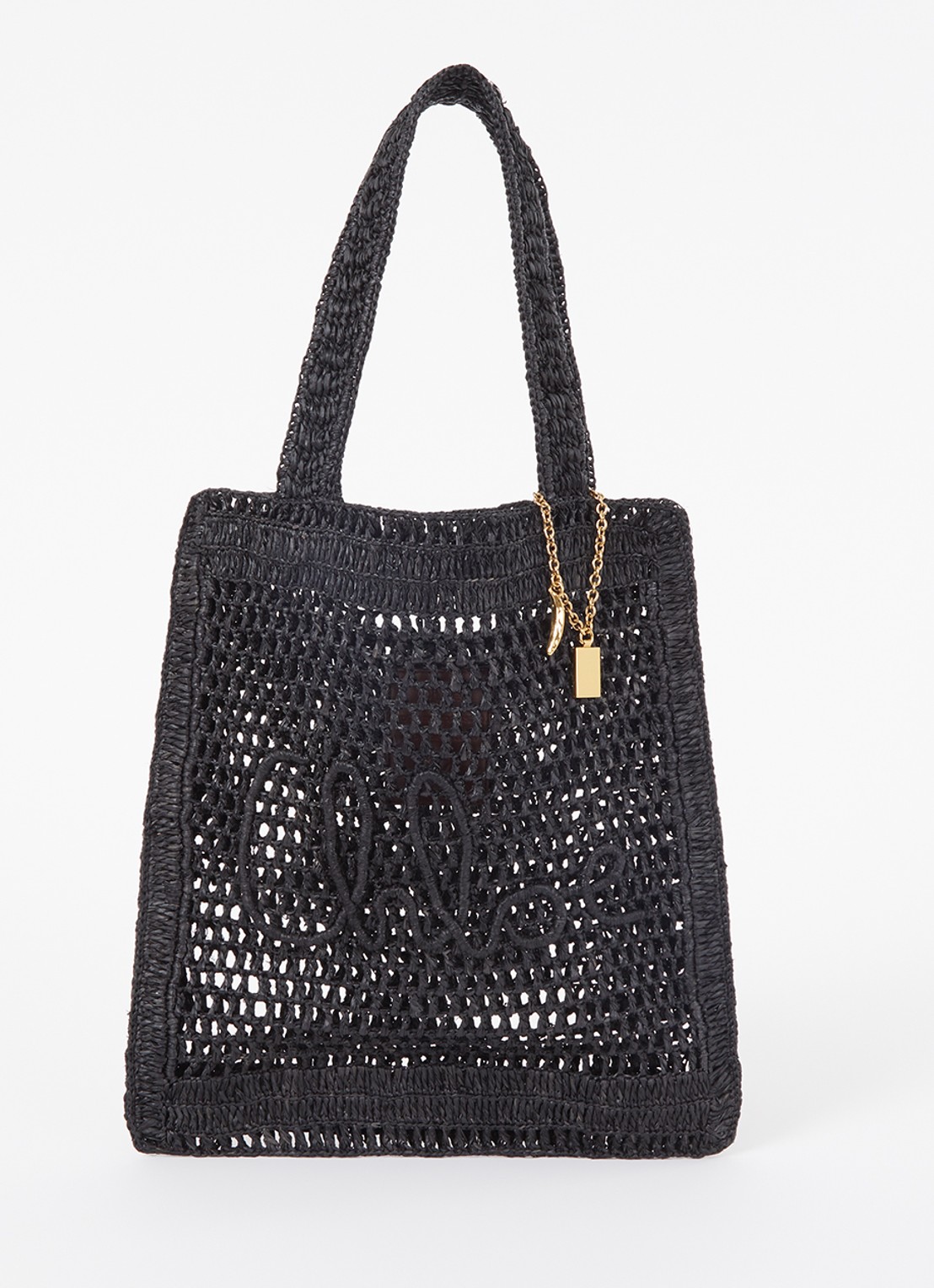 Chloé Summer Banana shopper van raffia - voorkant 2 zwart