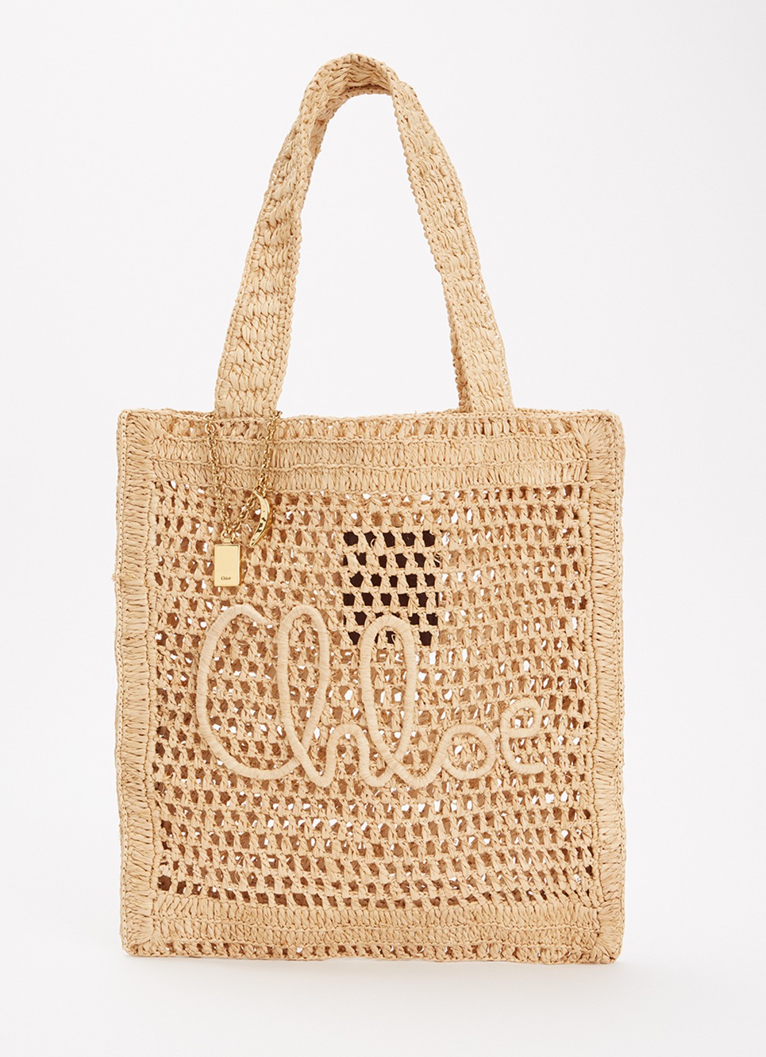 Chloé Summer Banana shopper van raffia - voorkant 5 beige