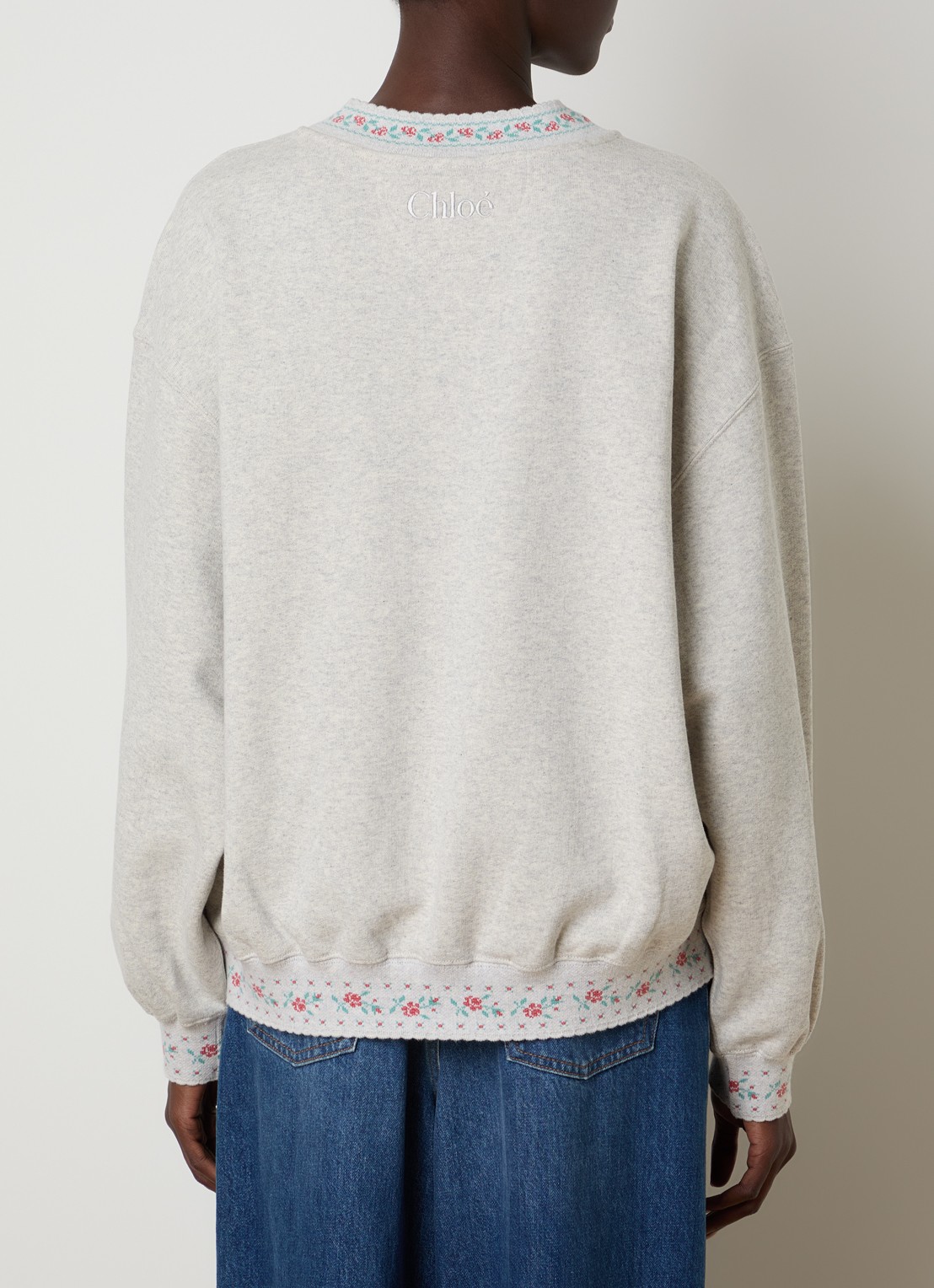 Chloé Sweater met logoborduring en ingebreid patroon - achterkant 5 grijs
