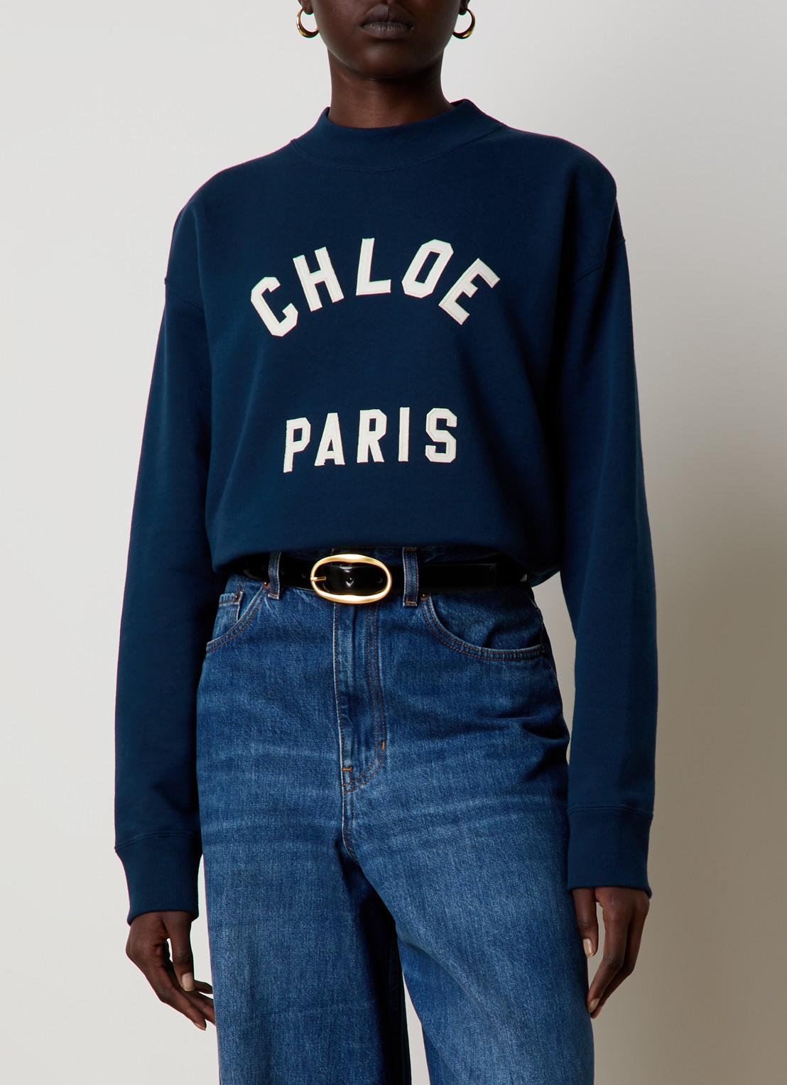 Chloé Sweater met logoprint - detail 7 donkerblauw