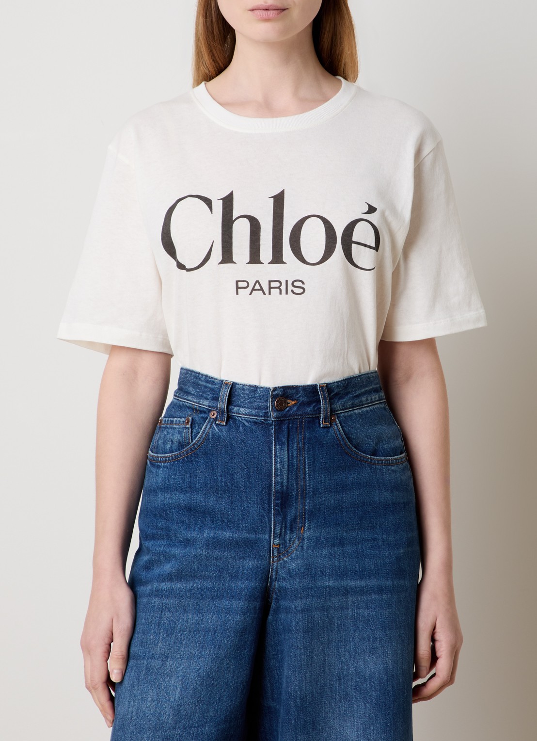 Chloé T-shirt met logoprint - detail 3 gebroken wit
