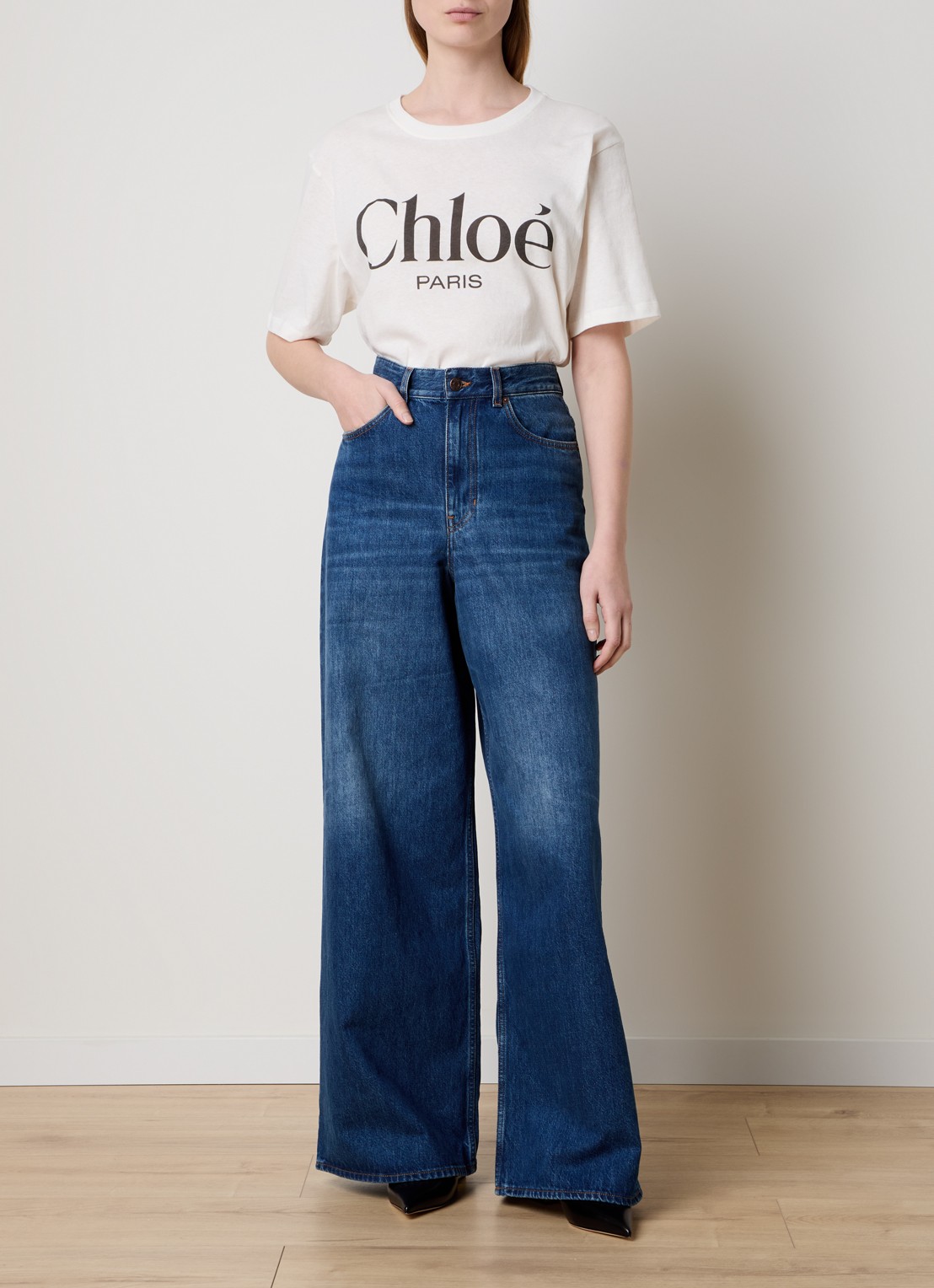 Chloé T-shirt met logoprint - voorkant 2 gebroken wit