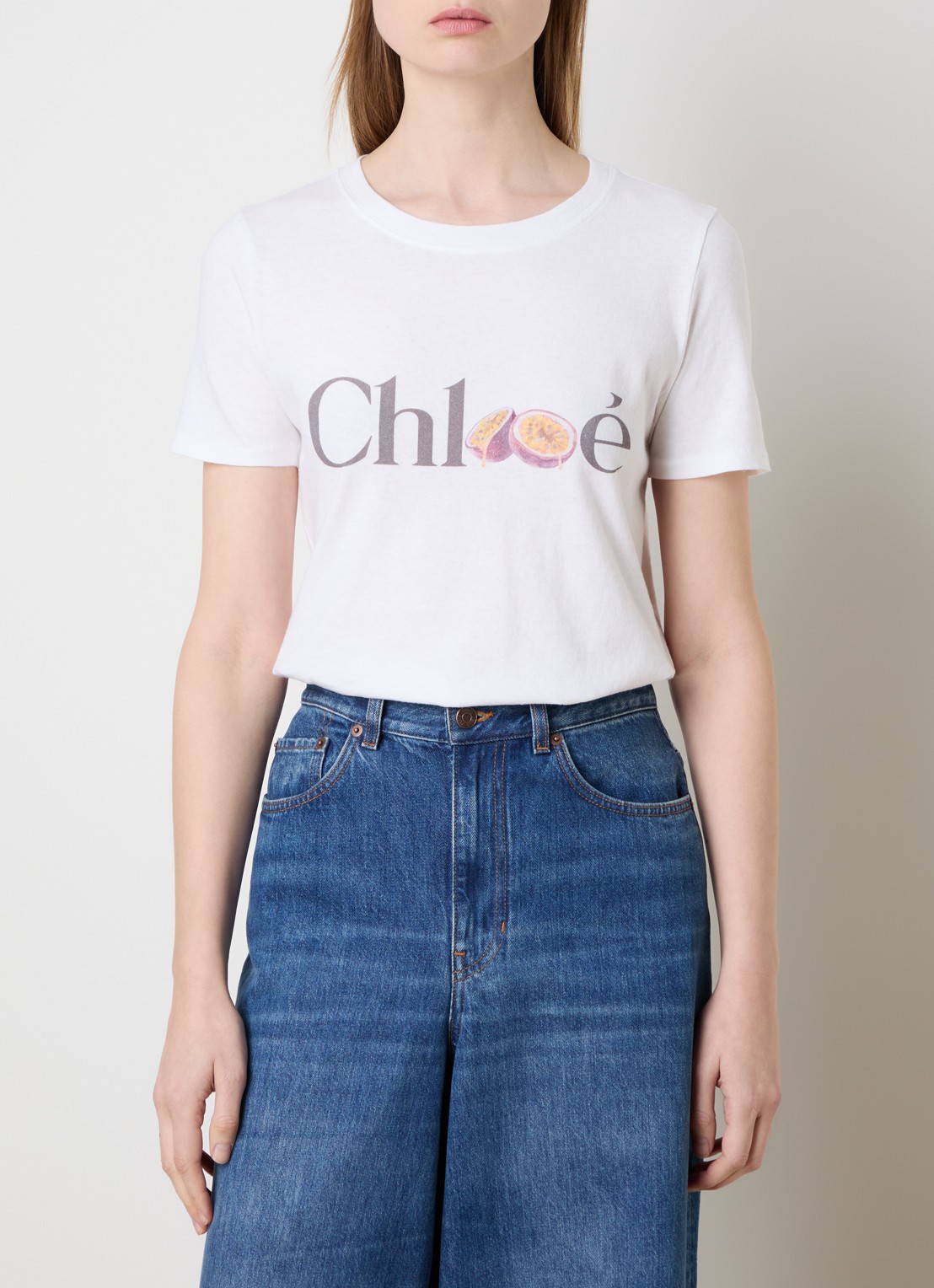 Chloé T-shirt met logoprint - detail 3 wit