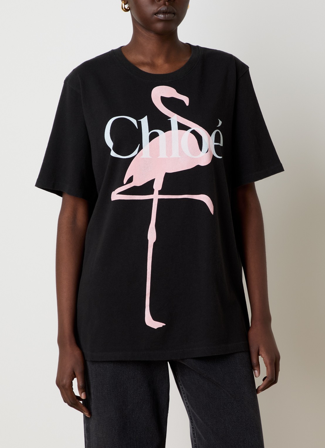 Chloé T-shirt met logoprint - detail zwart