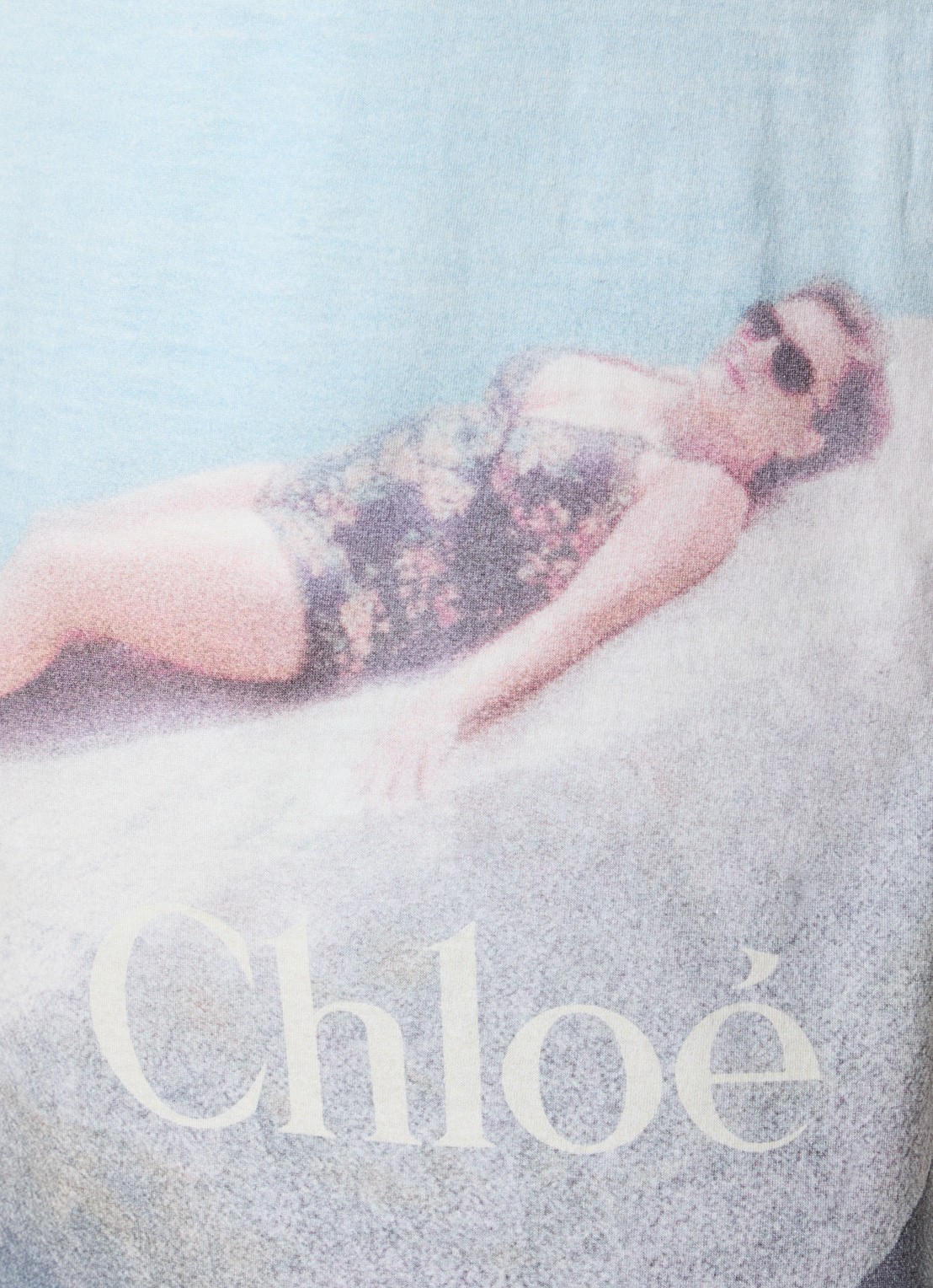 Chloé T-shirt met print - detail 4 lichtblauw