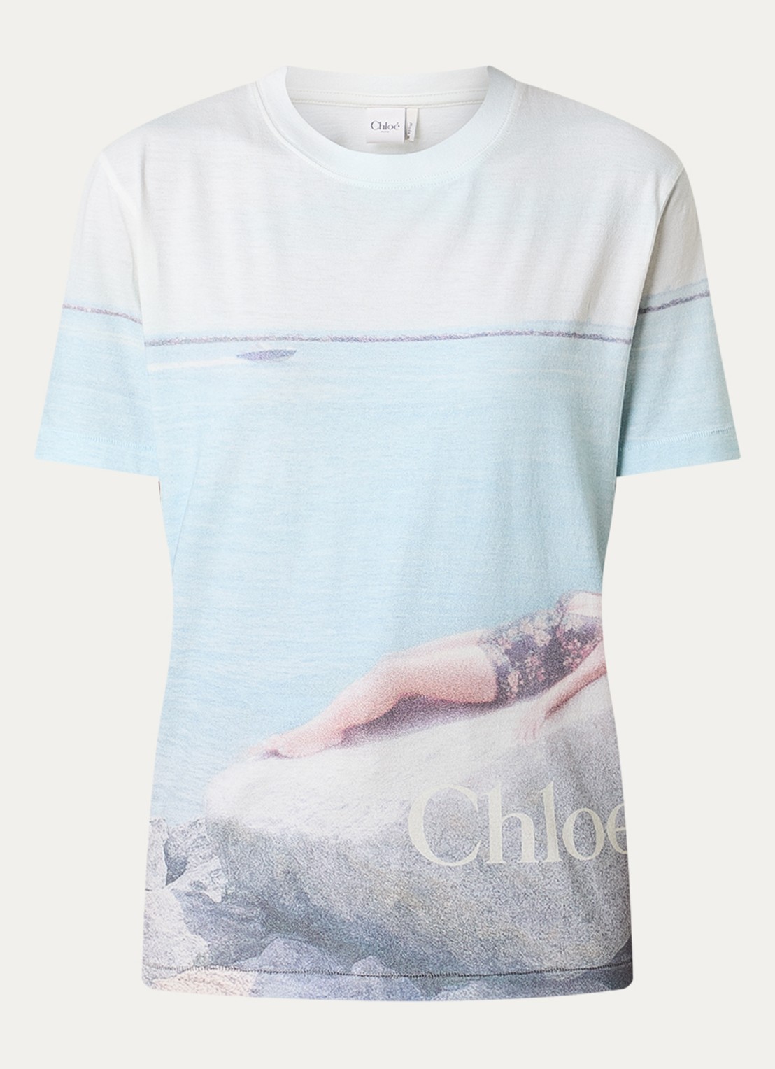 Chloé T-shirt met print - voorkant lichtblauw