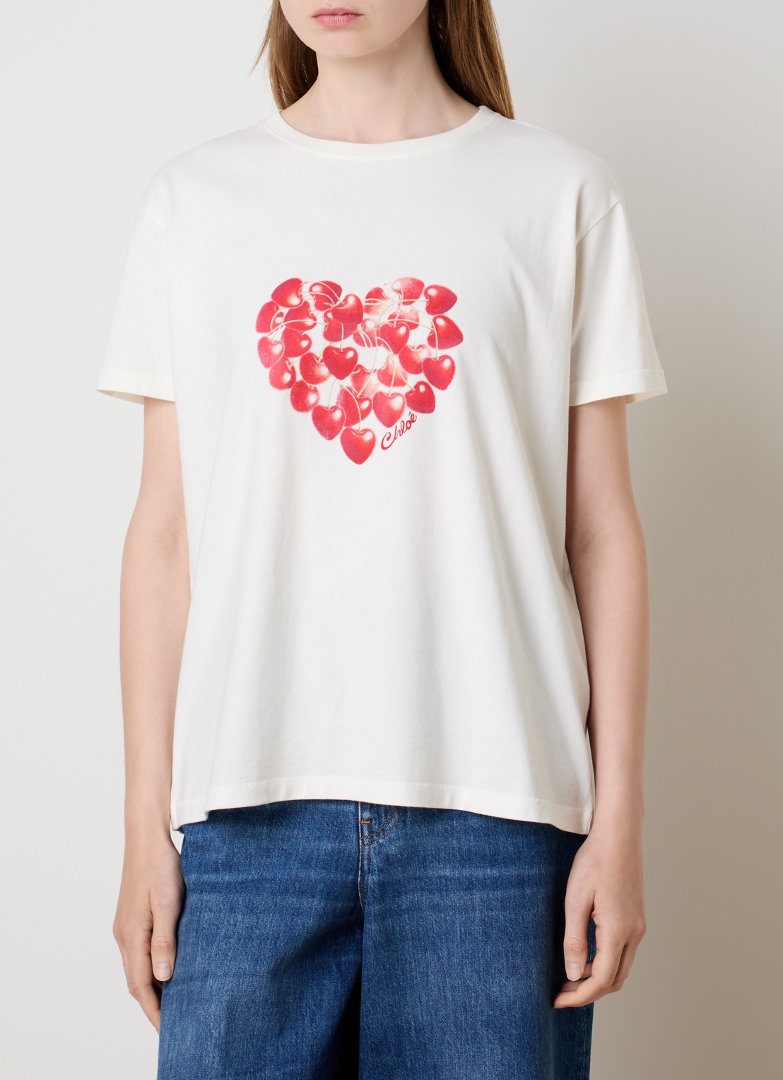 Chloé T-shirt met print - detail 3 gebroken wit