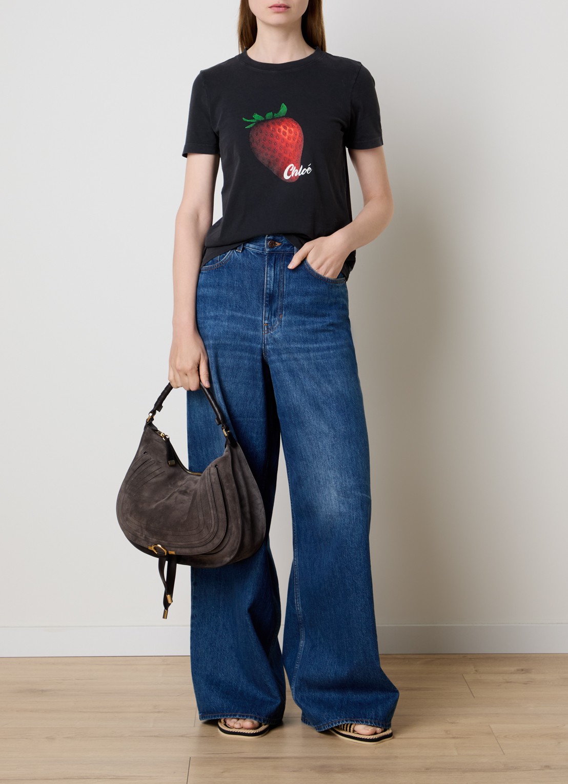 Chloé T-shirt met print - voorkant 2 antraciet
