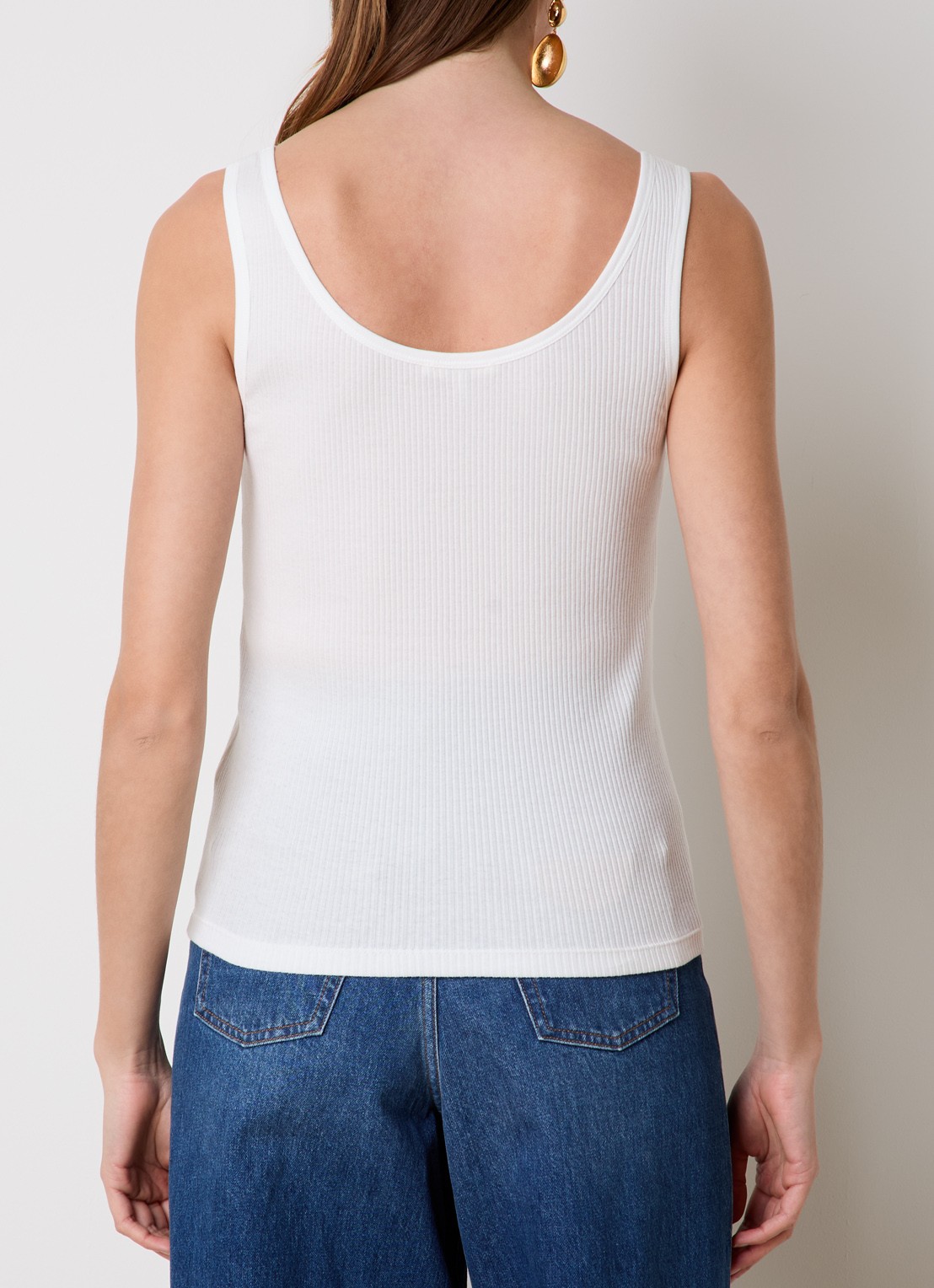 Chloé Tanktop met ribstructuur en logoborduring - achterkant 5 wit