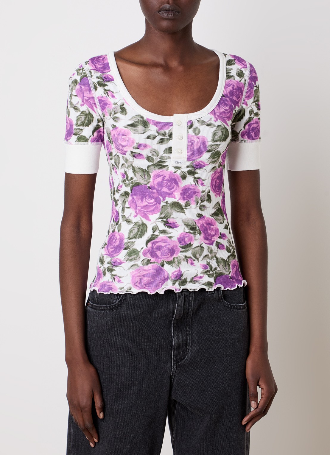 Chloé Top met bloemenprint - detail paars