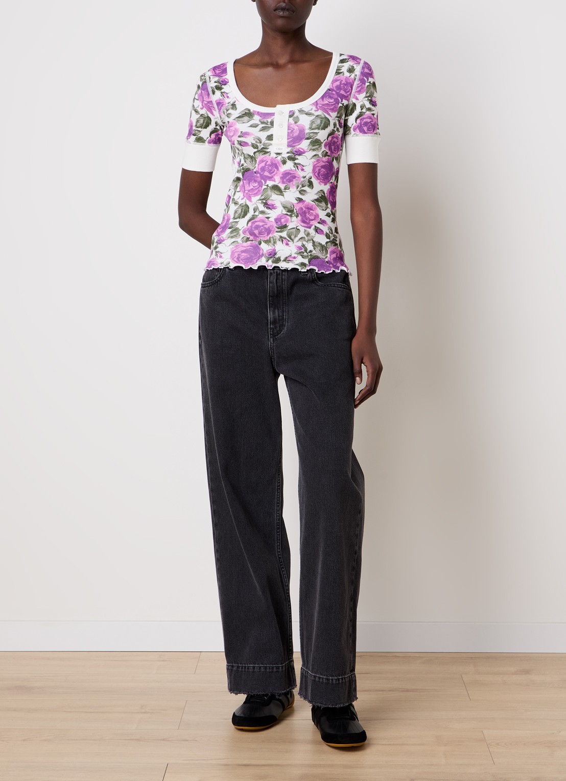 Chloé Top met bloemenprint - voorkant 5 paars