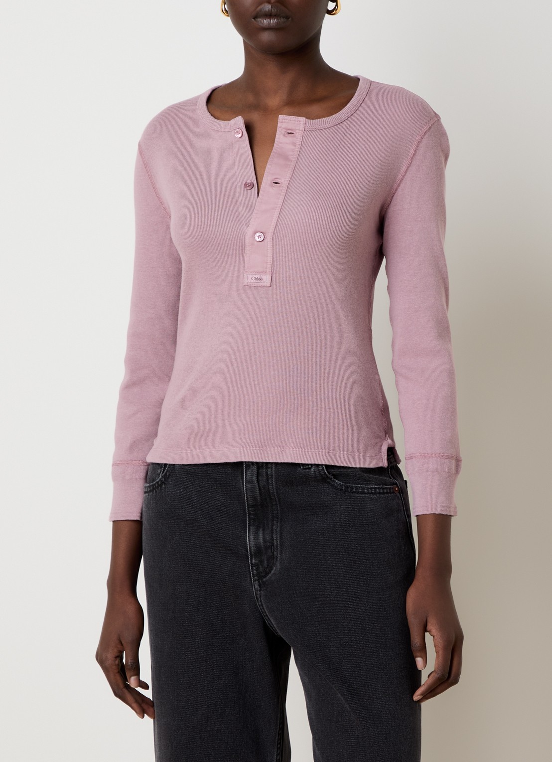 Chloé Top met ribstructuur - detail 4 oudroze
