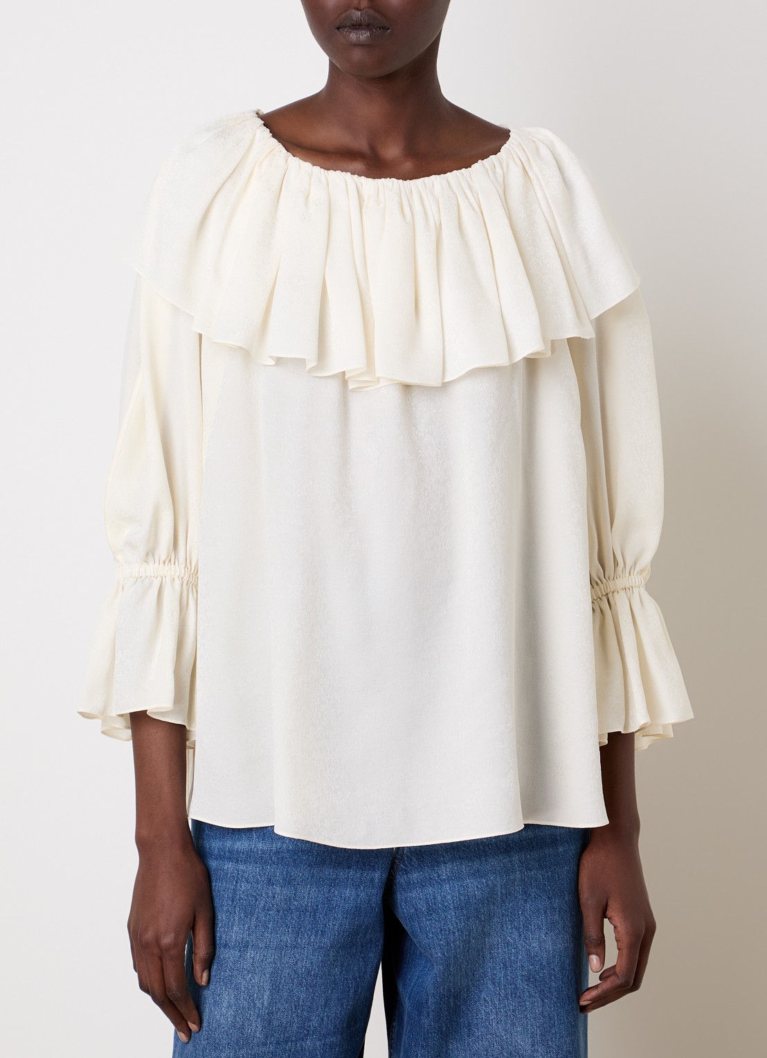 Chloé Top van zijde met strikdetail - detail 2 creme