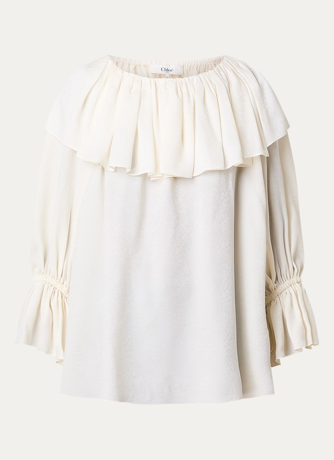Chloé Top van zijde met strikdetail - voorkant 4 creme