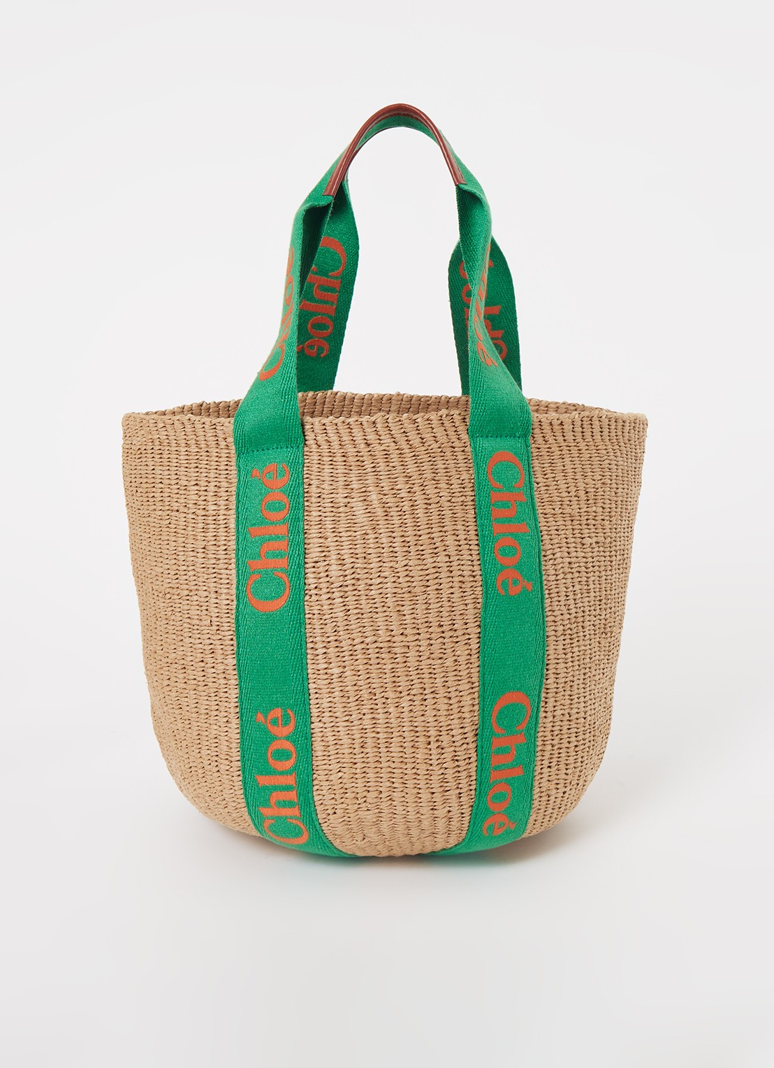 Chloé Woody shopper met logo - voorkant 4 beige