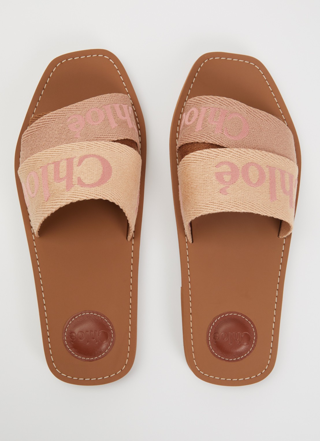 Chloé Woody slipper met logo - detail 2 camel