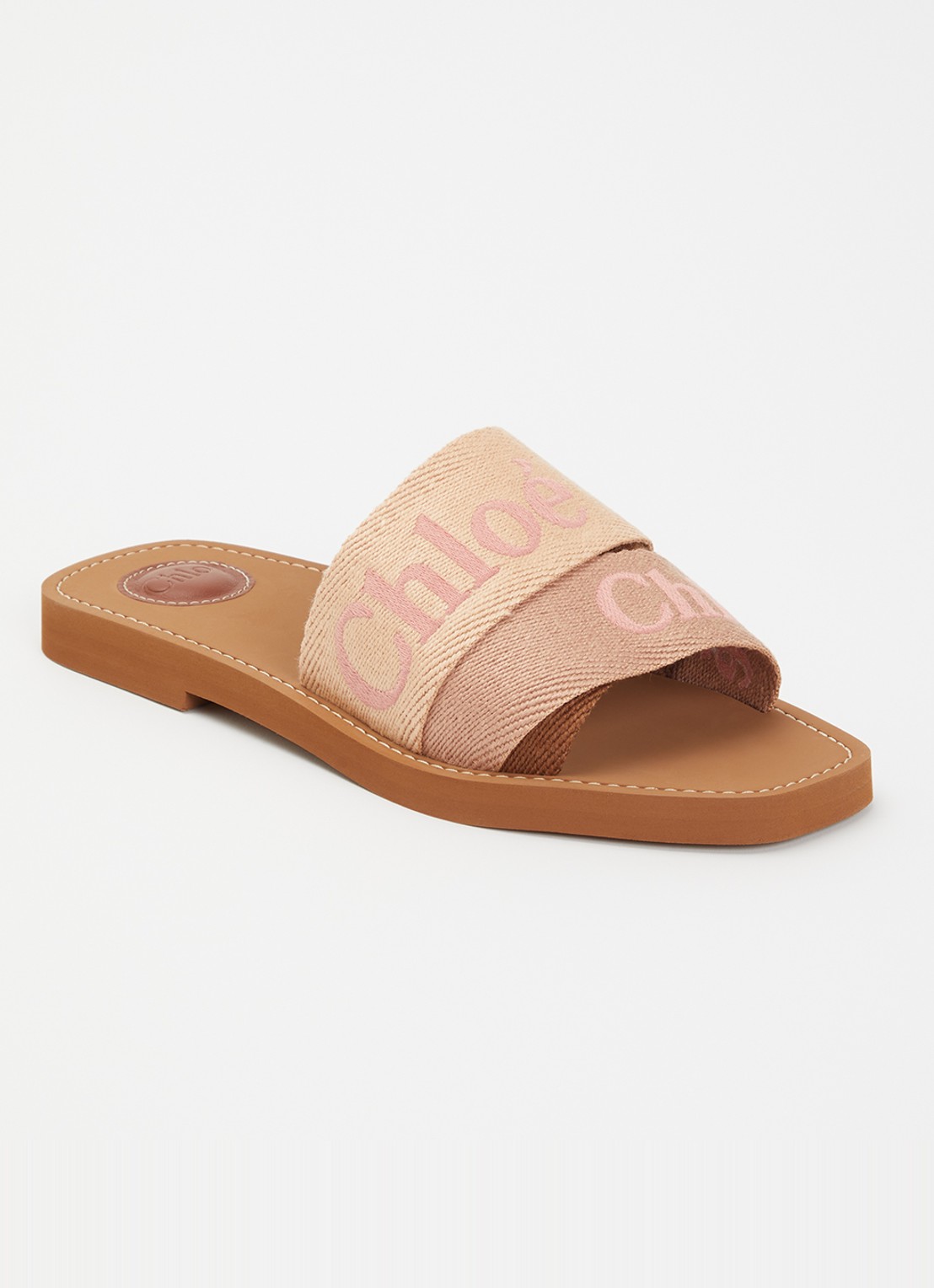 Chloé Woody slipper met logo - voorkant 6 camel