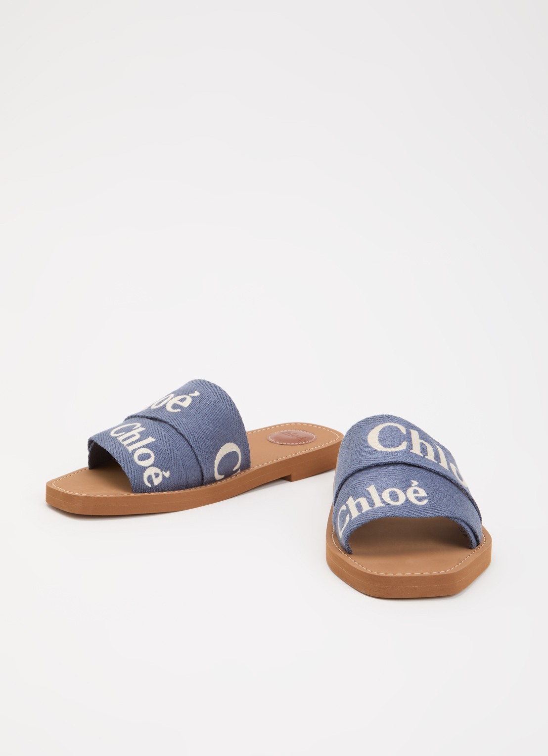 Chloé Woody slipper met logo - detail 3 blauw