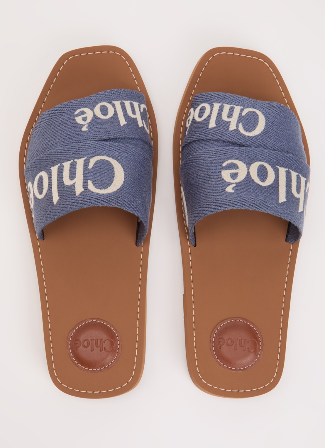 Chloé Woody slipper met logo - detail 4 blauw
