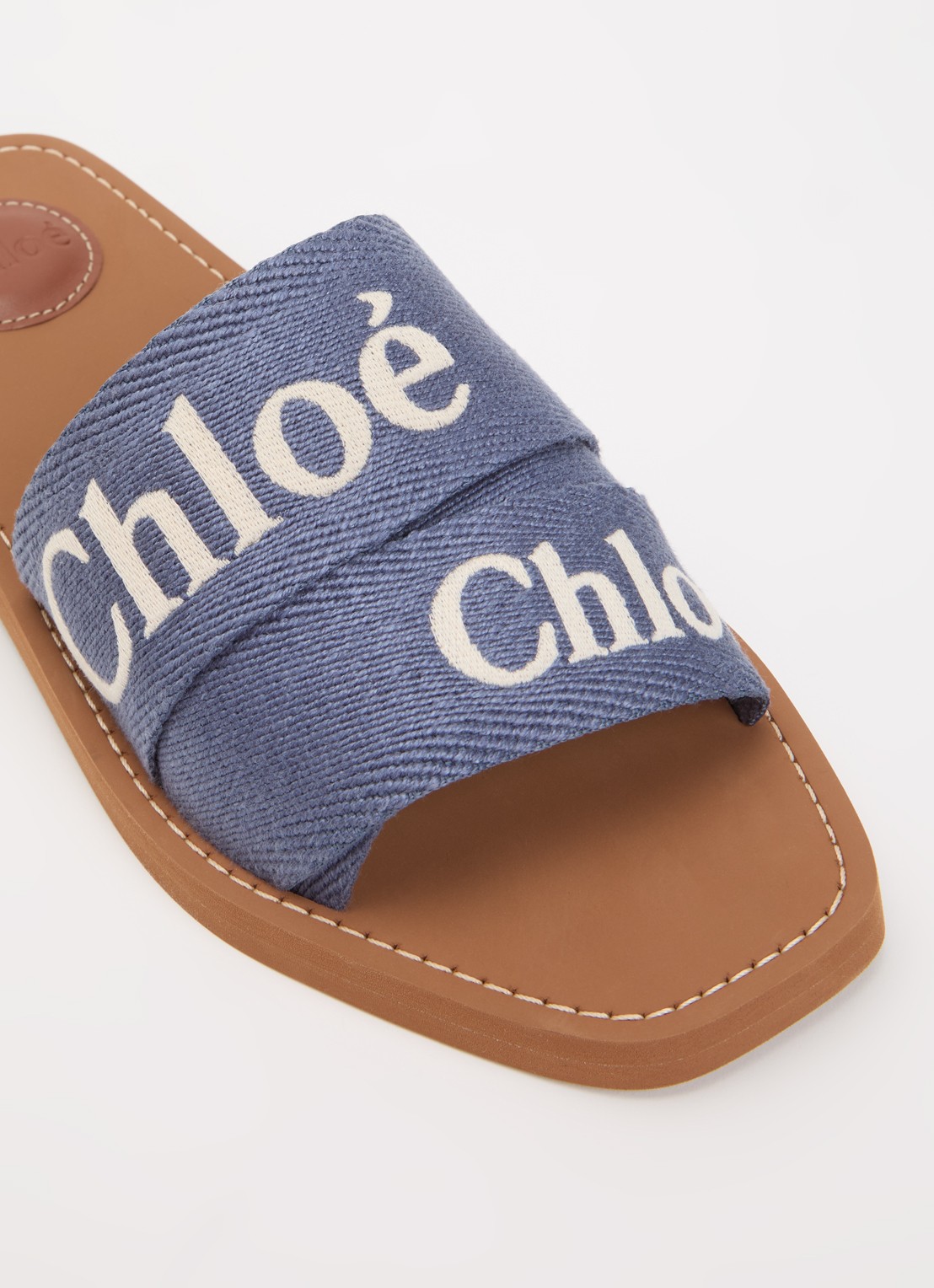 Chloé Woody slipper met logo - detail 6 blauw
