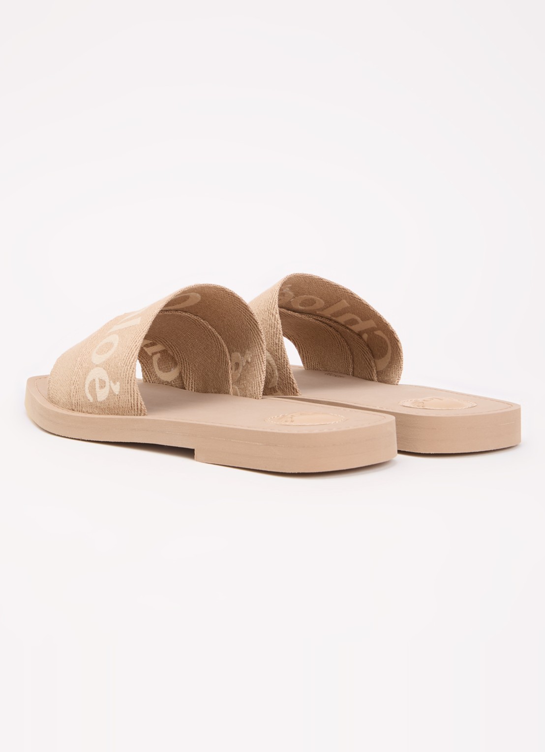 Chloé Woody slipper van canvas met logo - achterkant 6 oudroze