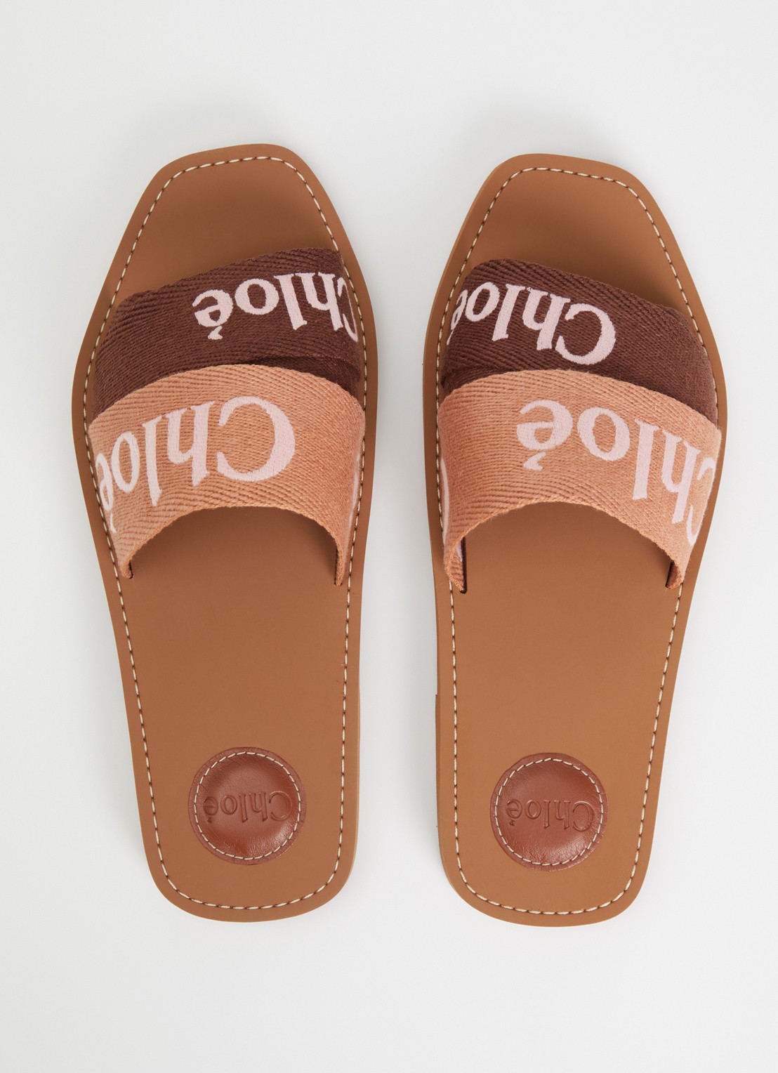 Chloé Woody slipper van canvas met logo - detail 4 oudroze