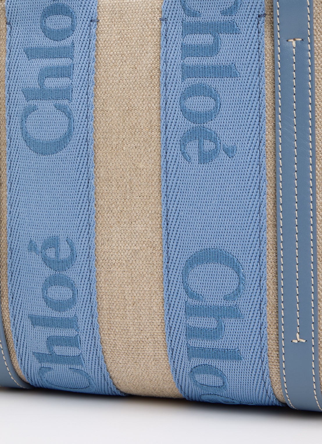 Chloé Woody Small handtas met kalfsleren details - detail 4 blauw