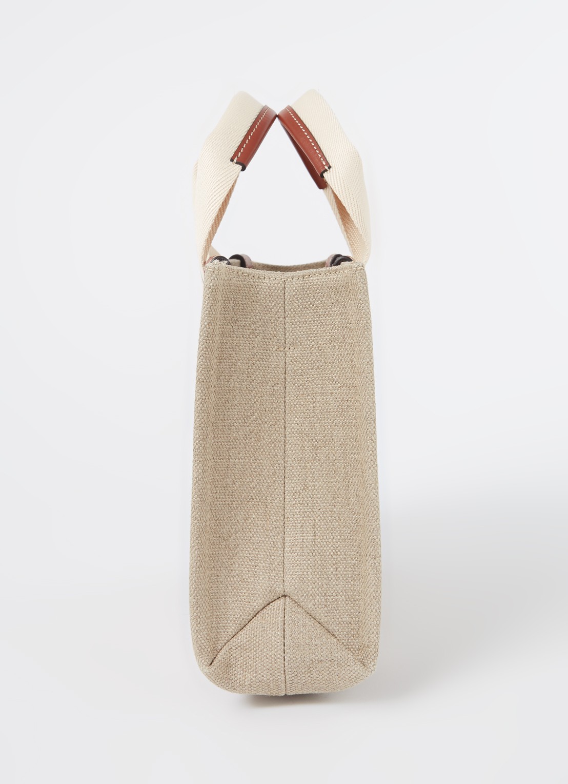 Chloé Woody Small handtas van linnen met kalfsleren details - detail 3 camel