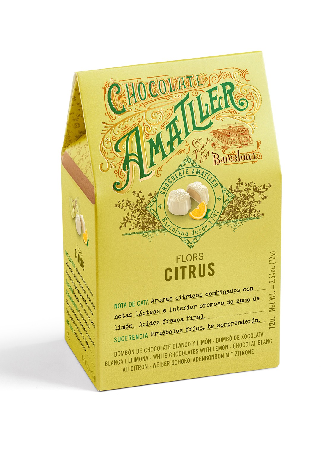 Chocolate Amatller Witte chocolade met citroenvulling 12 stuks - voorkant undefined