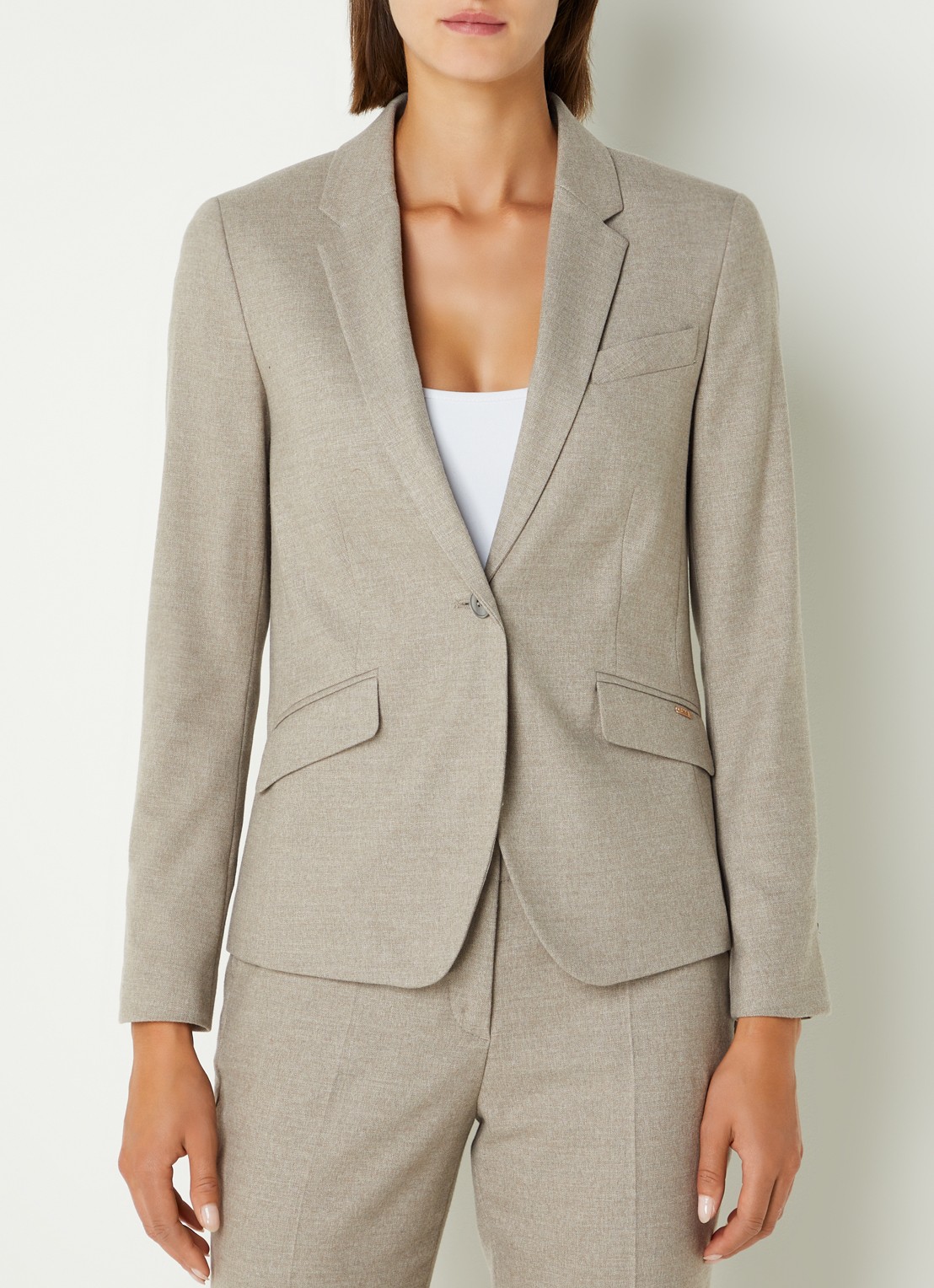 Cinque Ciboomi blazer met klepzakken  - detail donkerbeige