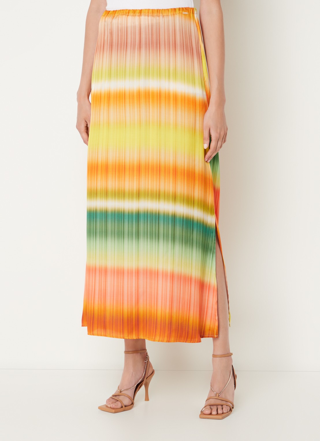 CINQUE Ciclassico midi rok met dip-dye dessin en steekzakken - detail 4 orange