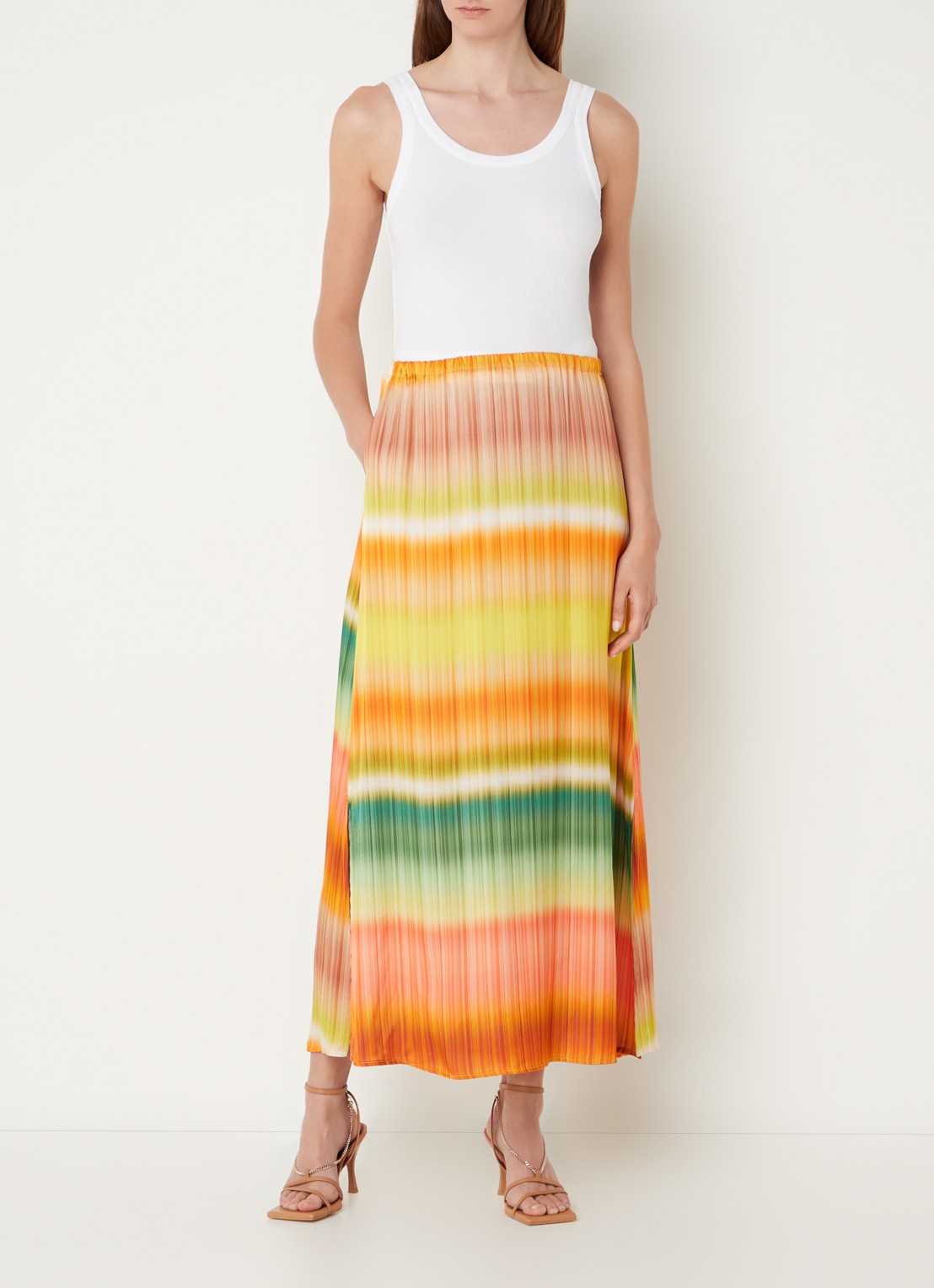 CINQUE Ciclassico midi rok met dip-dye dessin en steekzakken - voorkant 3 orange