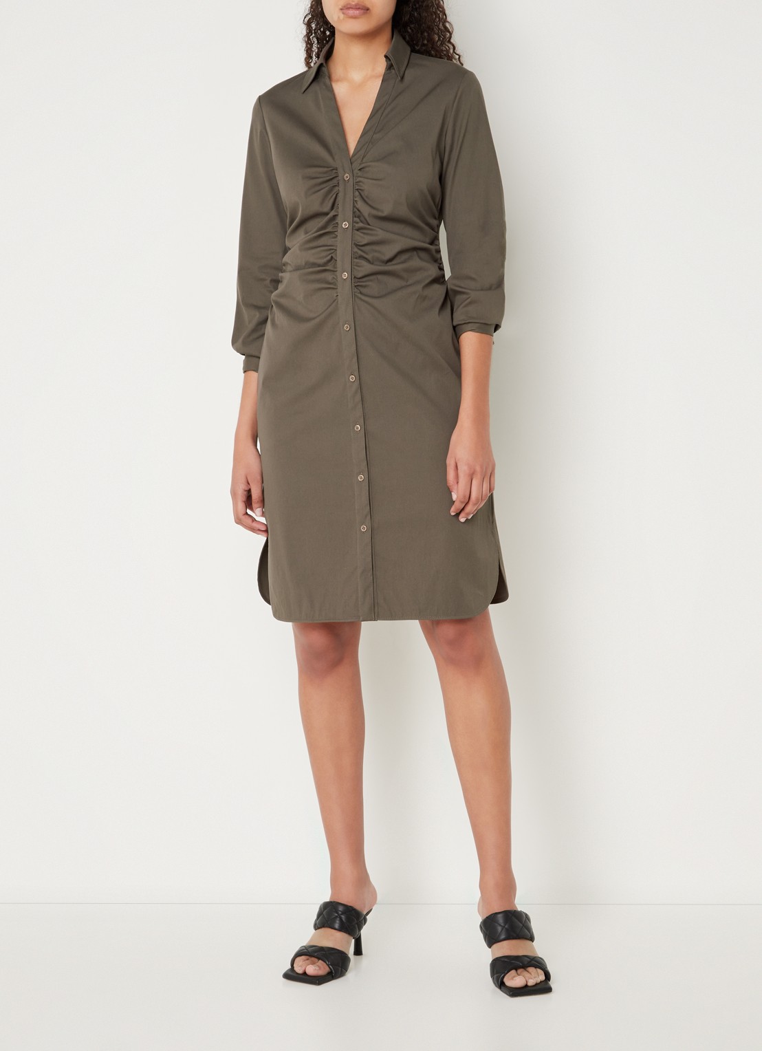 CINQUE Cidecio mini blousejurk met plooidetail en steekzakken - voorkant 2 donkergrijs