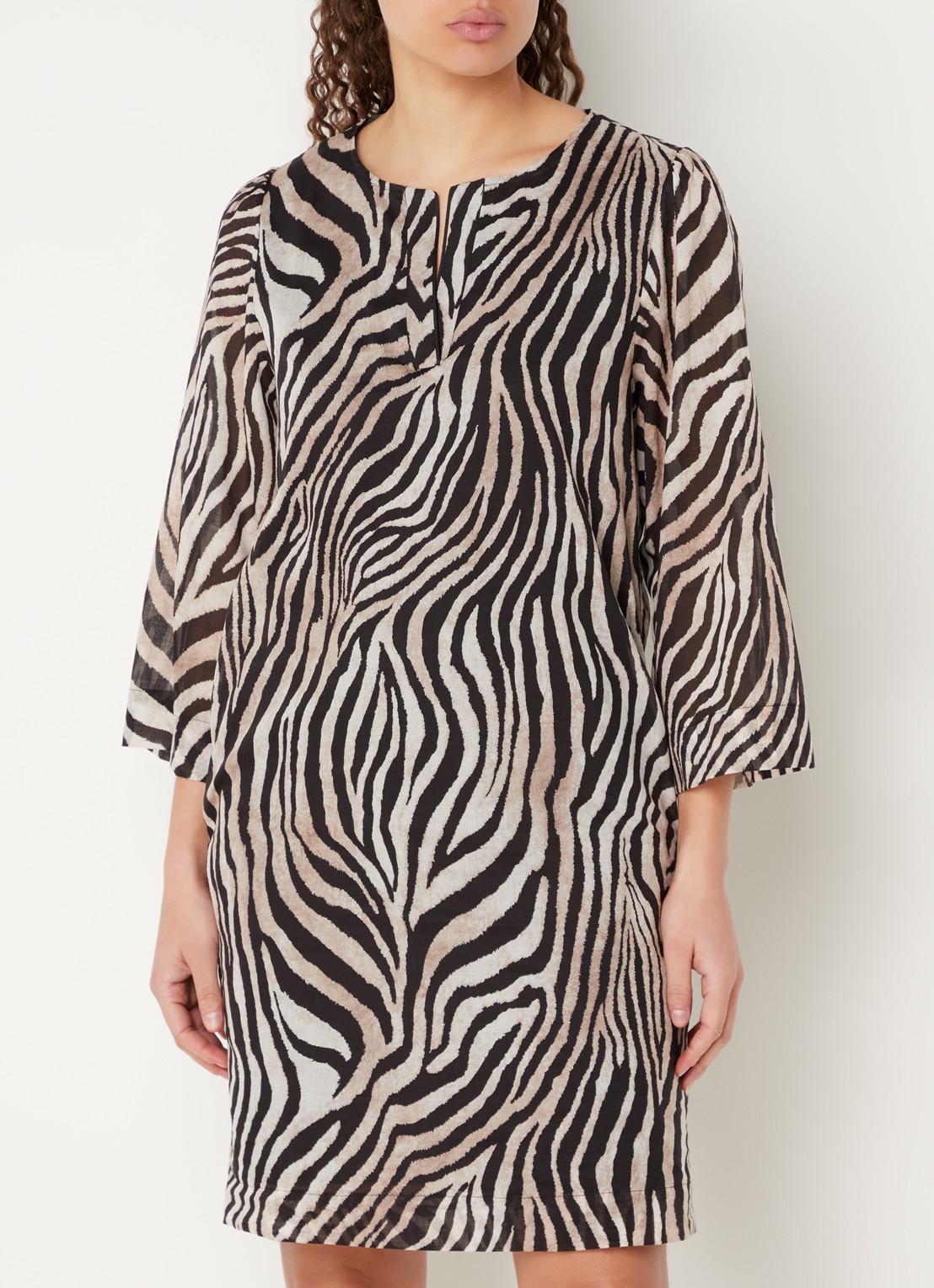 CINQUE Ciethno tuniekjurk met zebraprint - detail 4 zwart