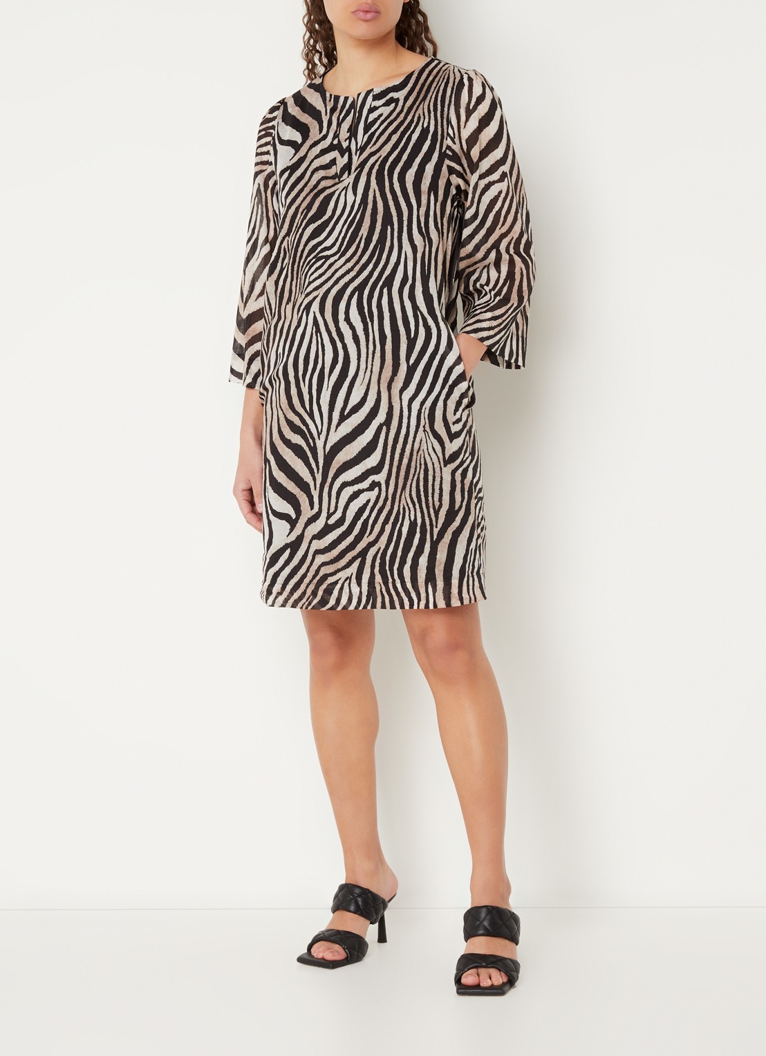 CINQUE Ciethno tuniekjurk met zebraprint - voorkant 2 zwart