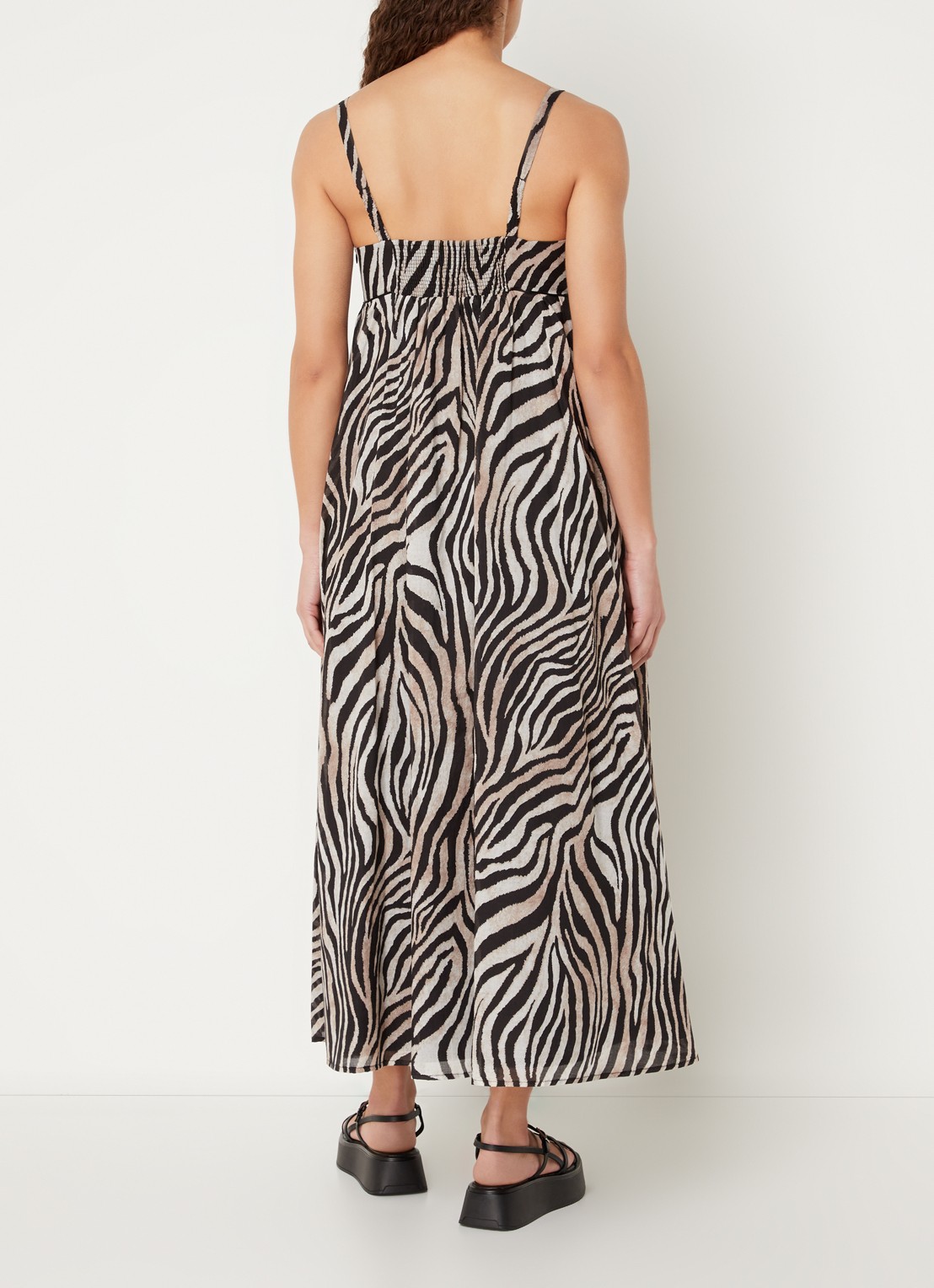 CINQUE Cietty midi jurk met zebraprint - achterkant 2 lichtbruin