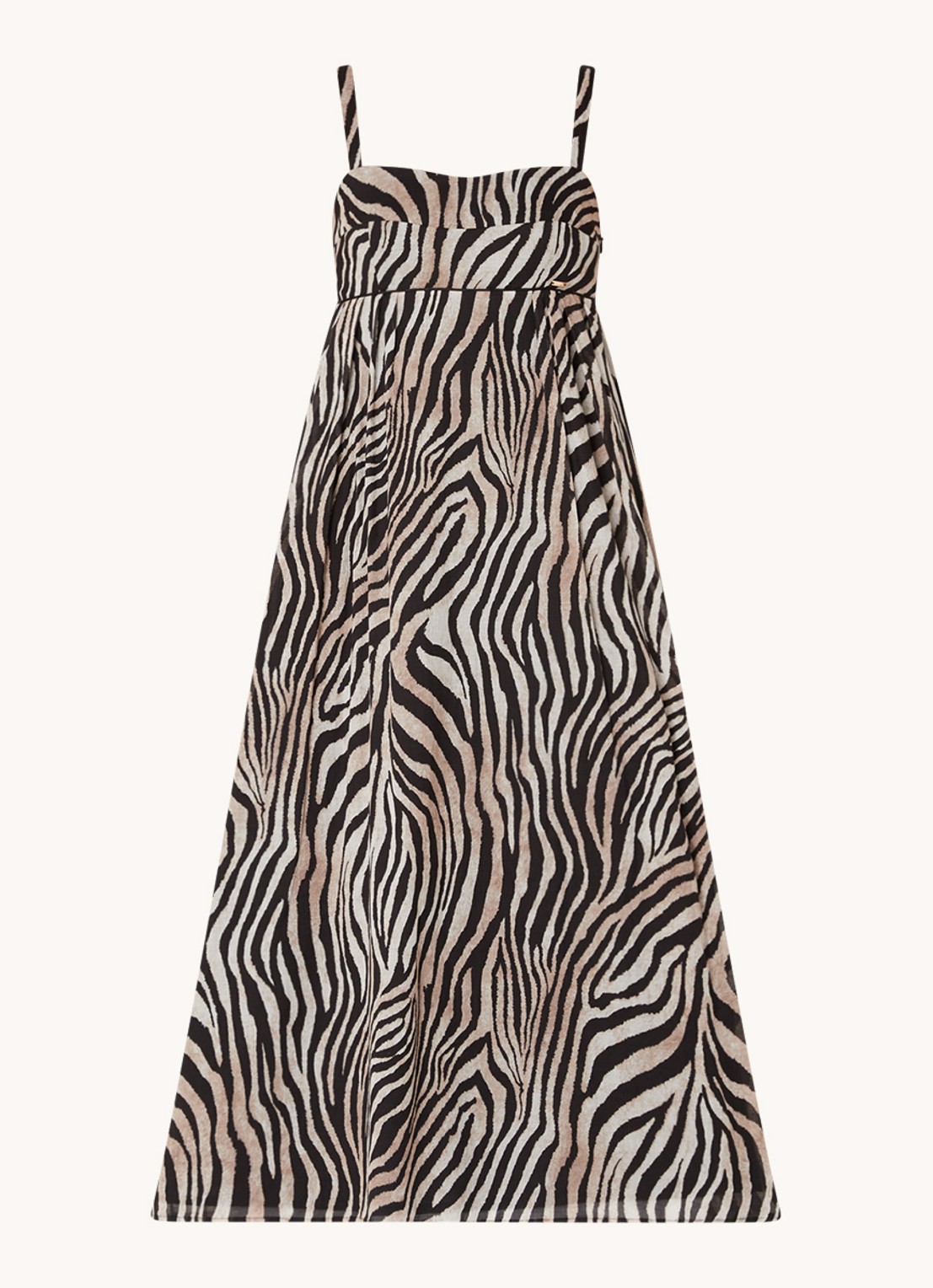 CINQUE Cietty midi jurk met zebraprint - voorkant 3 lichtbruin