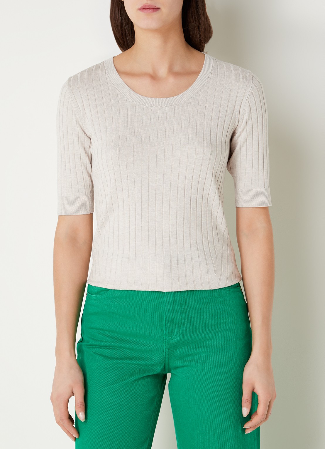 CINQUE Cigiulia top met ribstructuur - detail 4 creme