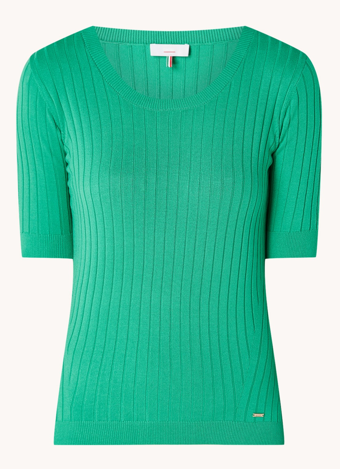 CINQUE Cigiulia top met ribstructuur - voorkant neongroen