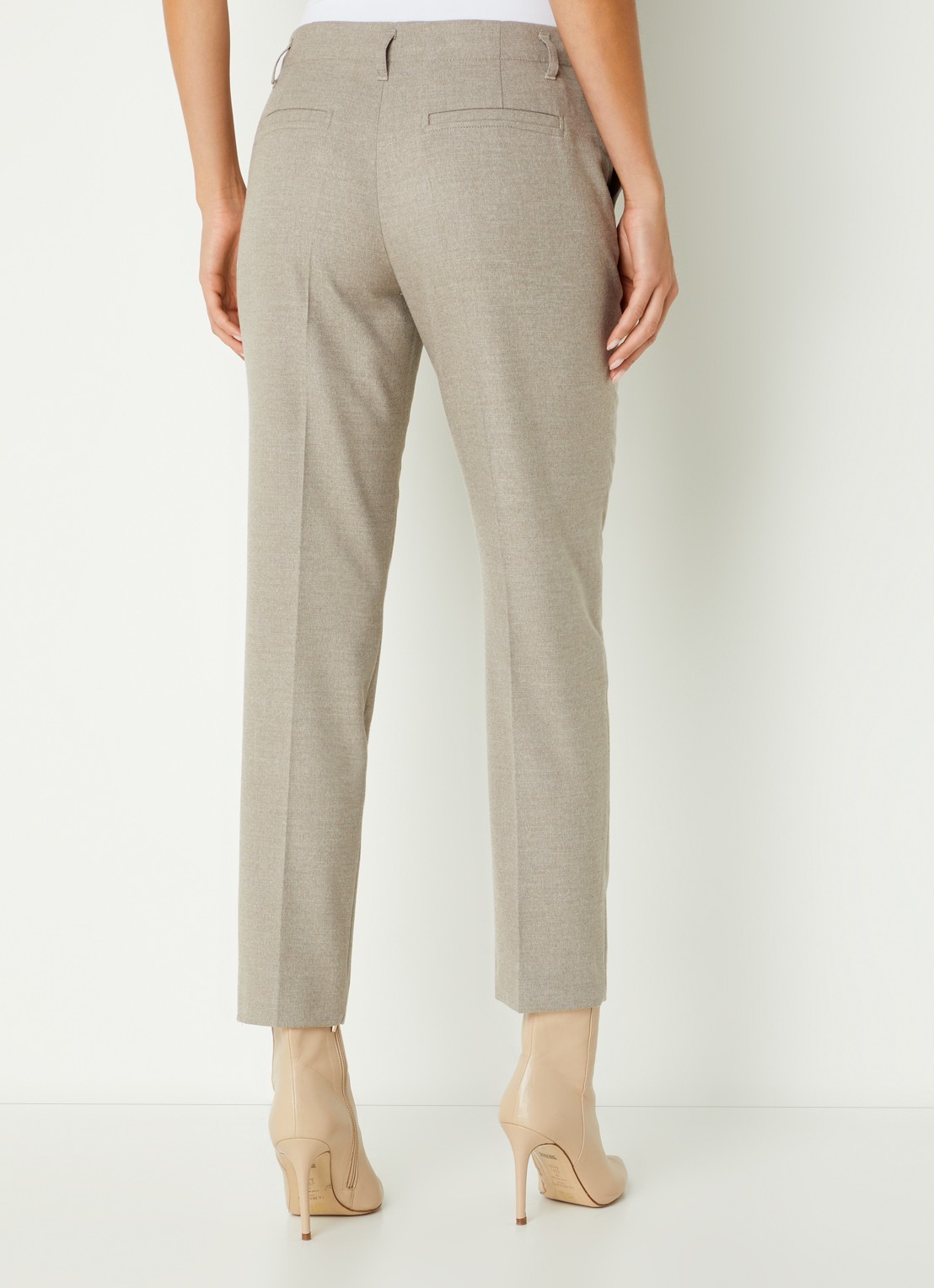 Cinque Cihamelin mid waist tapered cropped fit pantalon met steekzakken - achterkant donkerbeige